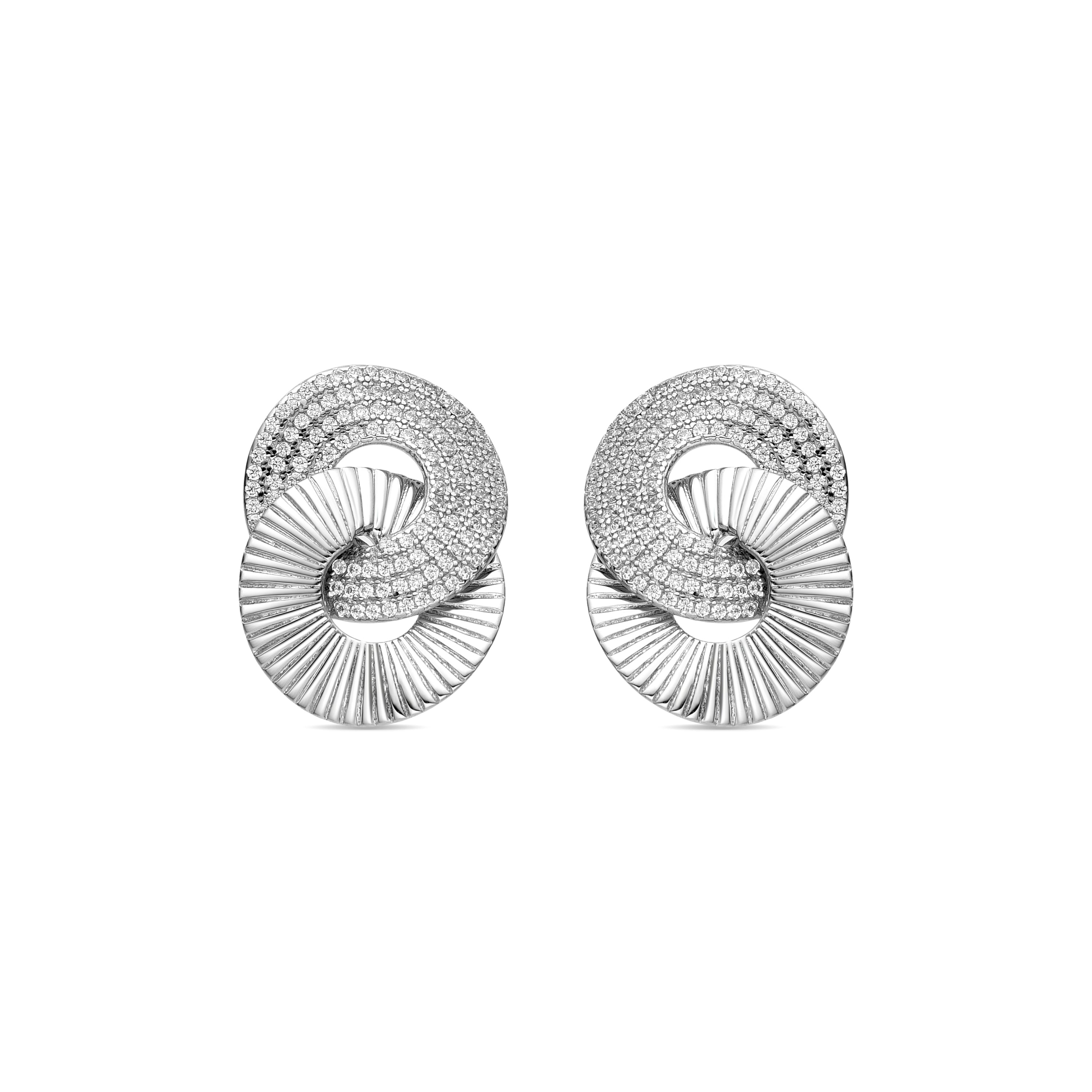 925 Sterling Silver and Brilliant Zirconia Earrings with Rhodium Finish - Najo