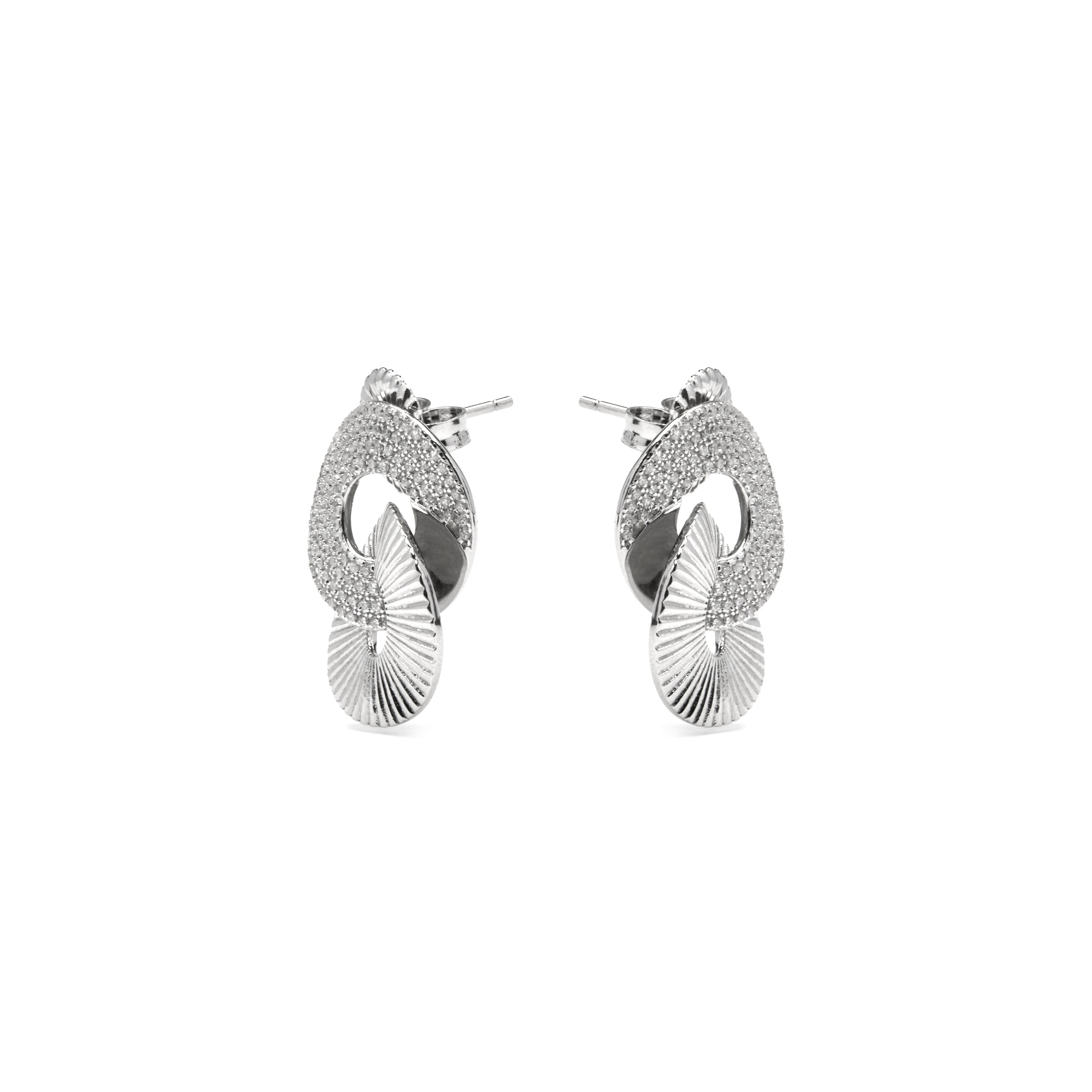 925 Sterling Silver and Brilliant Zirconia Earrings with Rhodium Finish - Najo