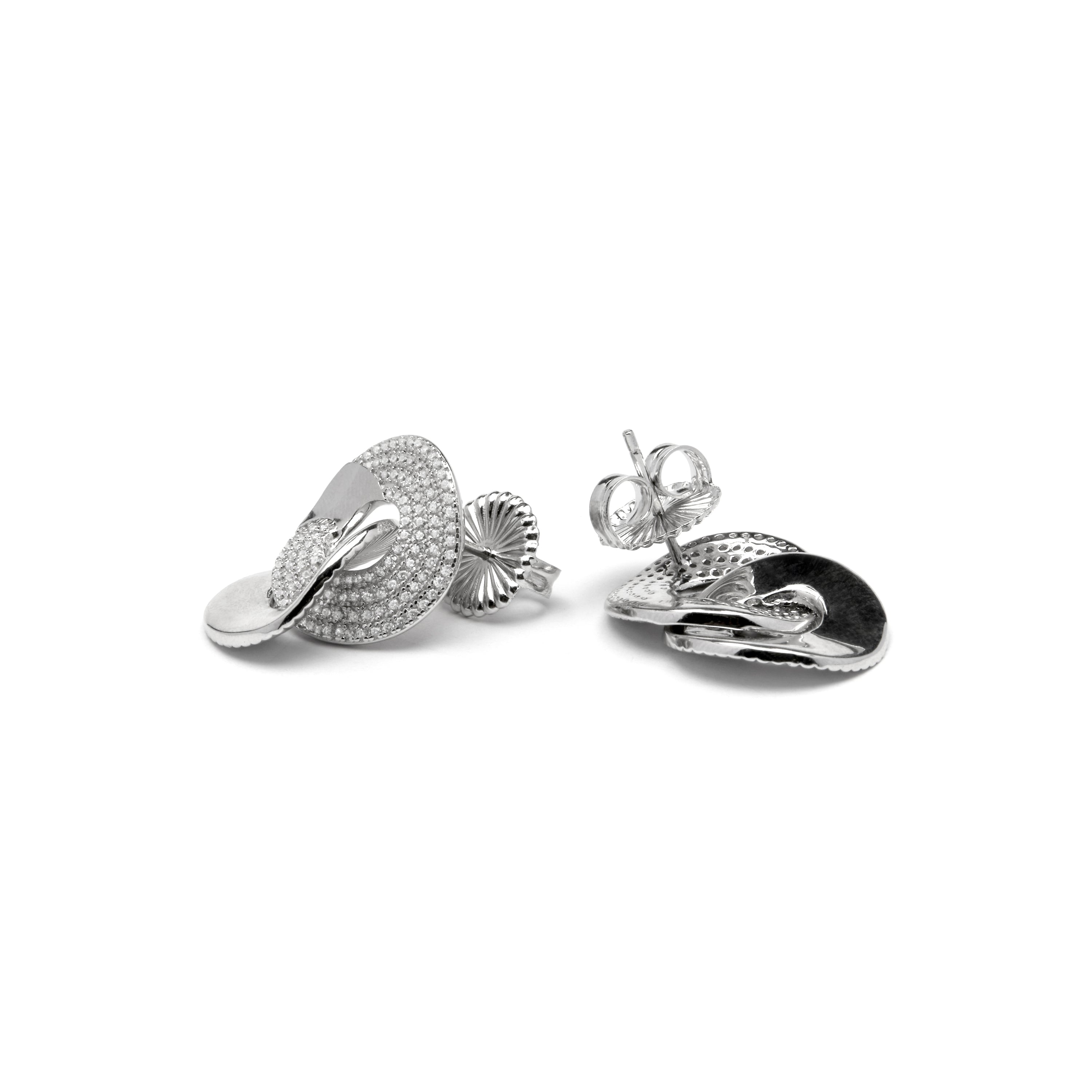 925 Sterling Silver and Brilliant Zirconia Earrings with Rhodium Finish - Najo