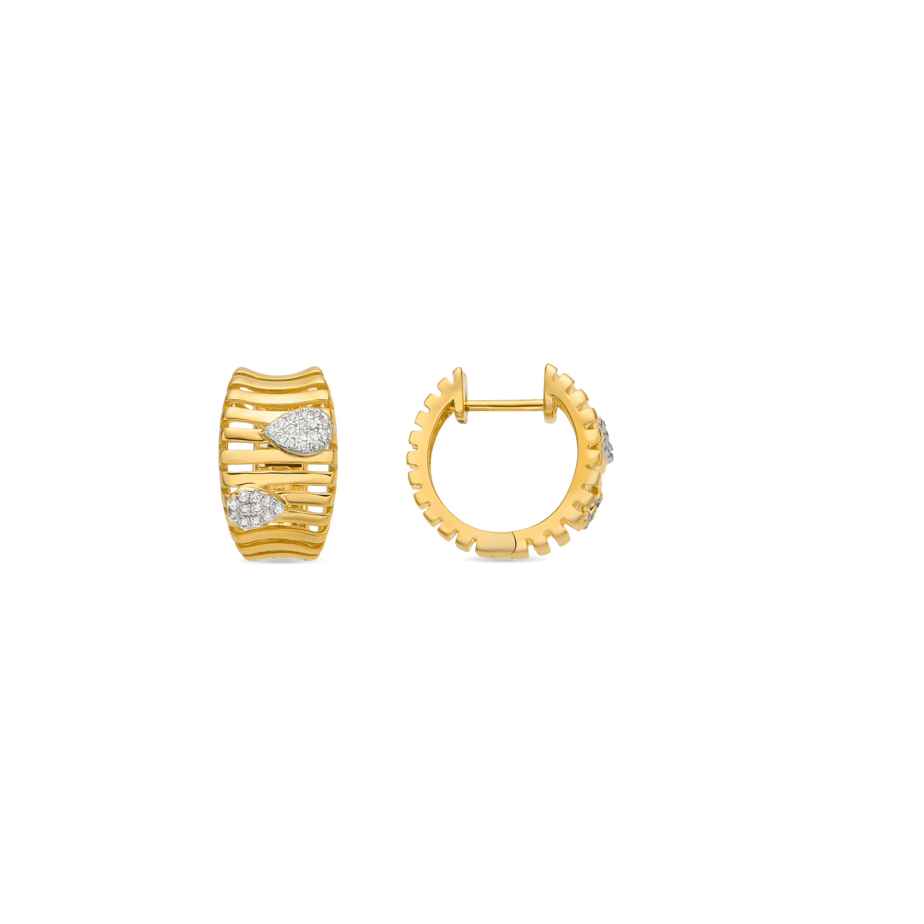 925 Sterling Silver and Brilliant Zirconia Earrings in 18k Yellow Gold Finish - Samon
