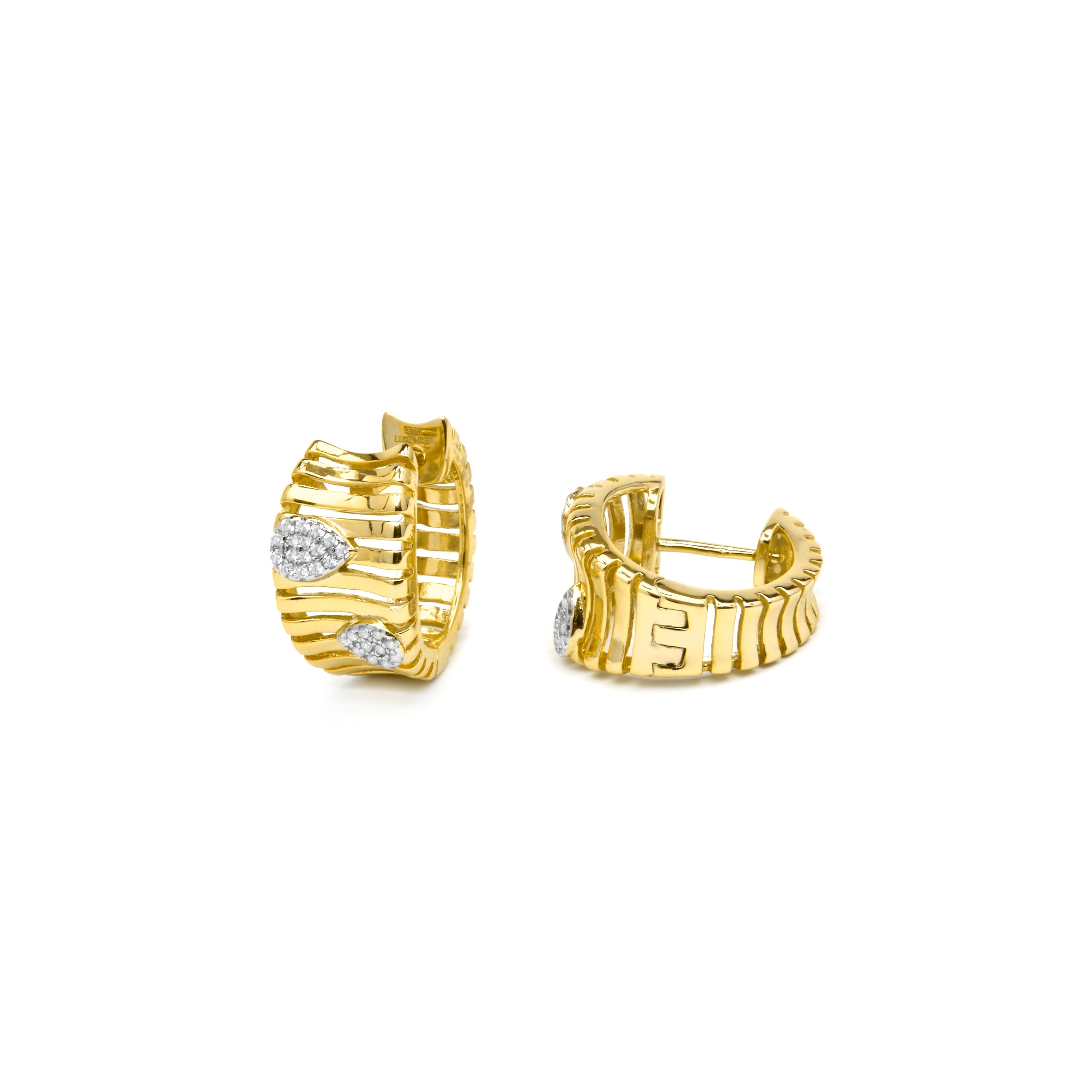 Brincos de Prata 925 com Zircônia Brilhante e acabamento em ouro amarelo 18k - Samon