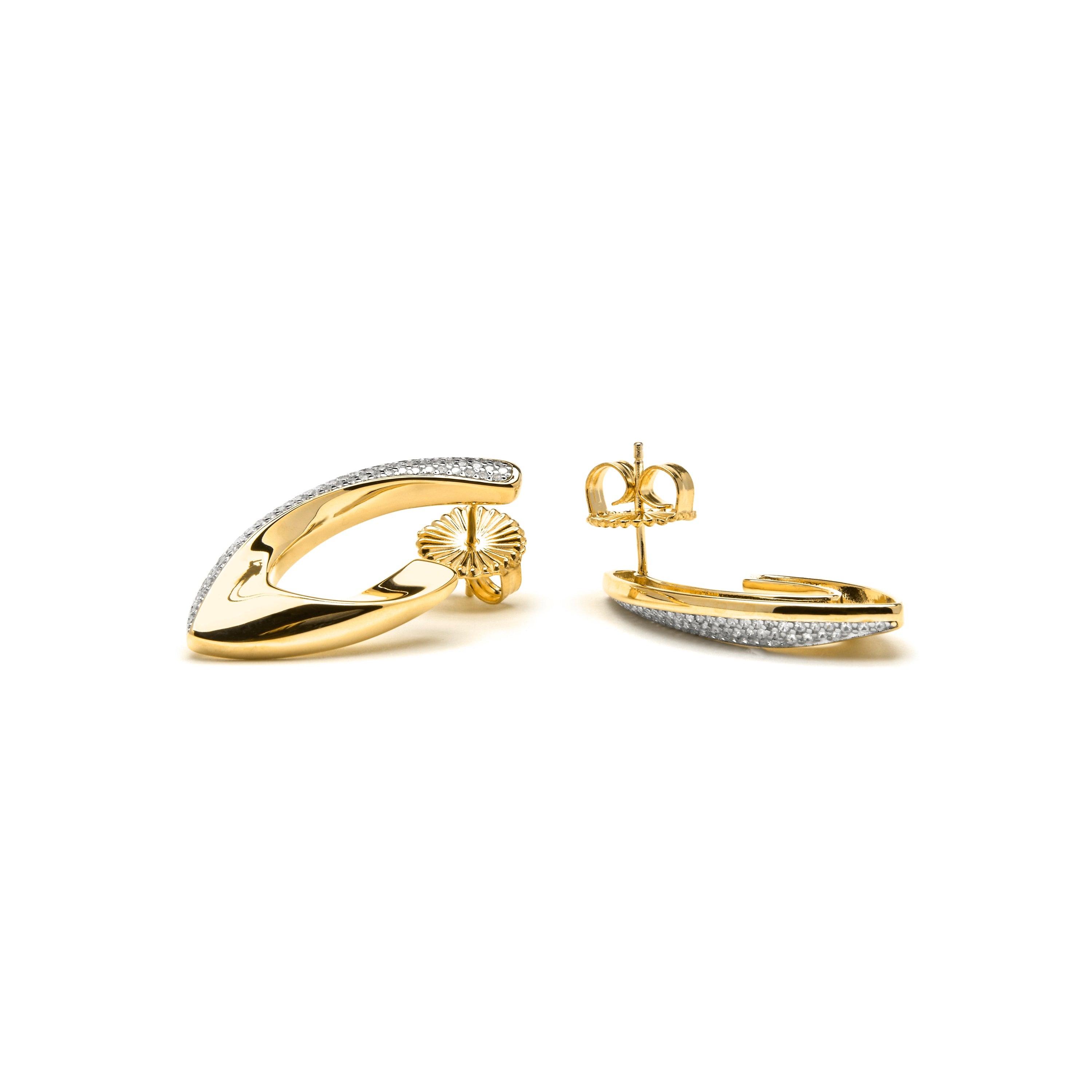 Brincos de Prata 925 com Zircônia Brilhante e acabamento em ouro amarelo 18k - Kurpip