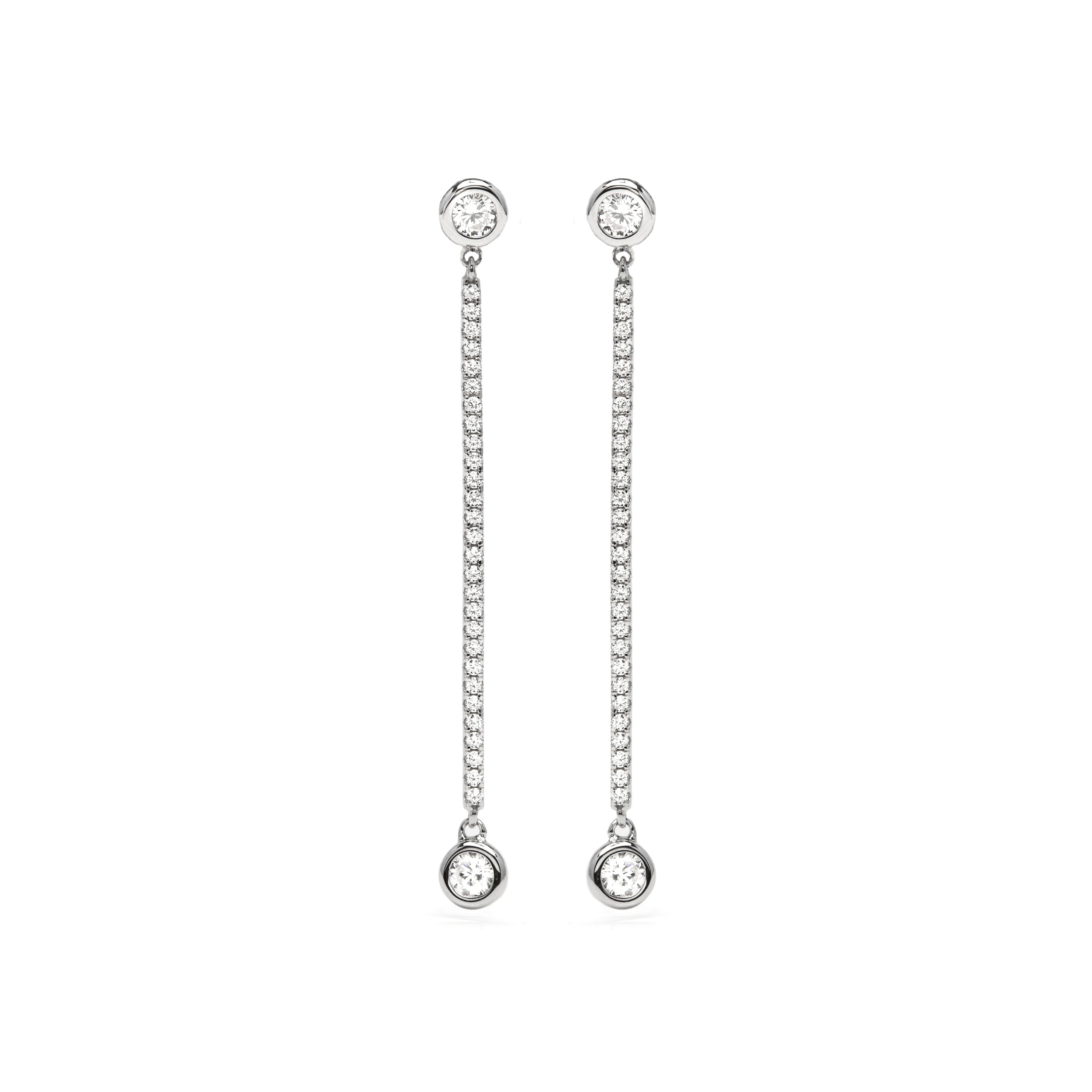 925 Sterling Silver and Brilliant Zirconia Rhodium-Plated Earrings - Iperio