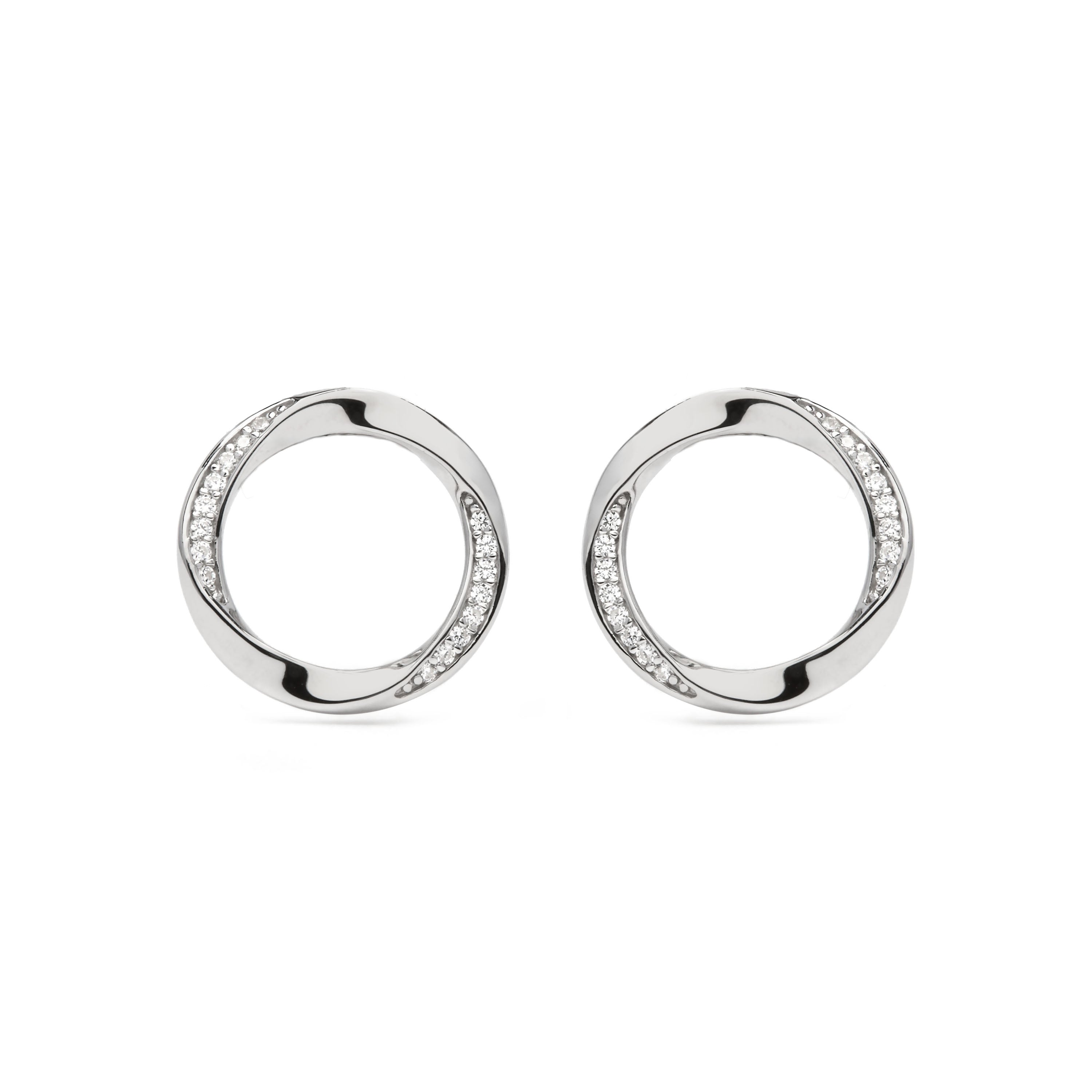 925 Sterling Silver and Brilliant Cubic Zirconia Rhodium-Plated Earrings - Ilwe