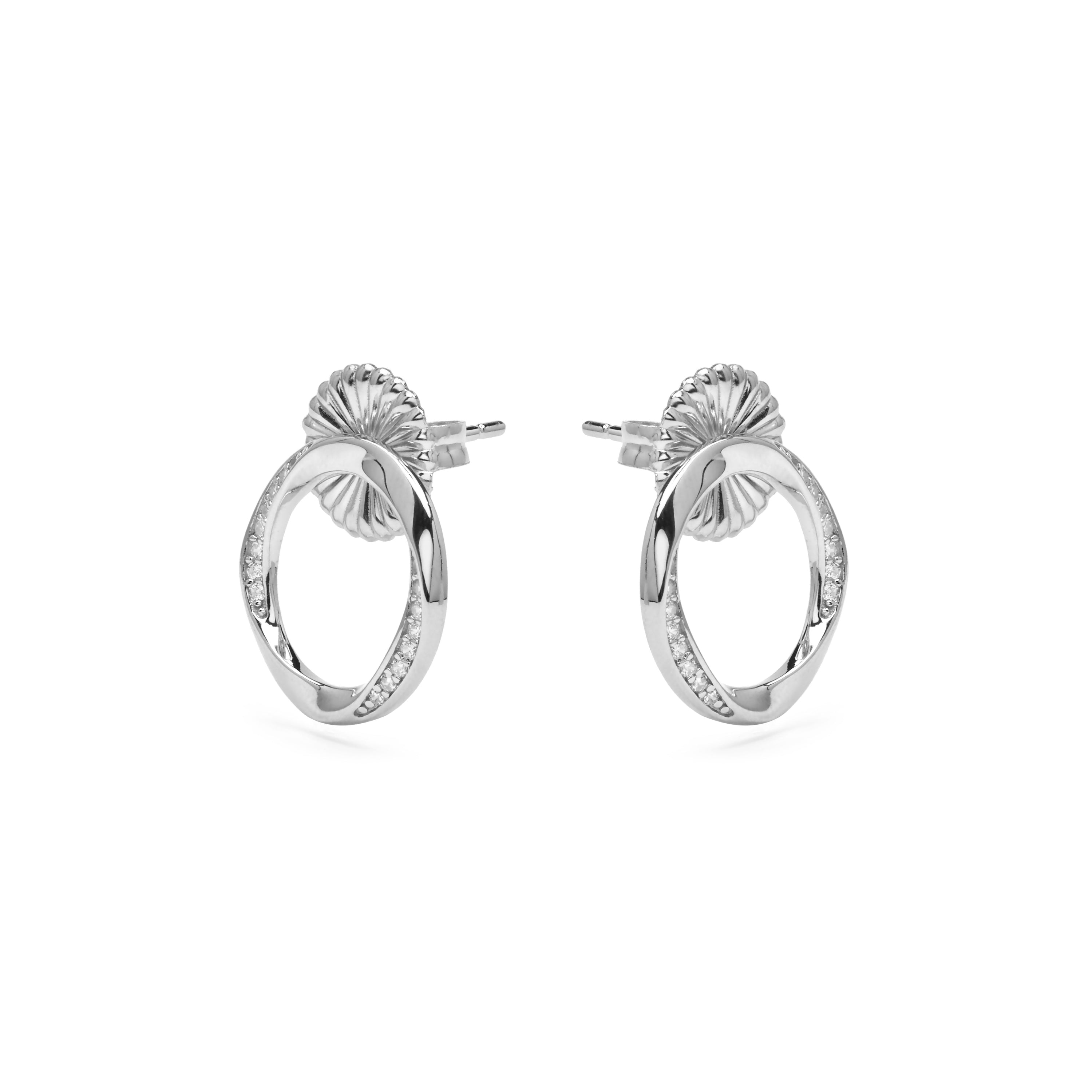 925 Sterling Silver and Brilliant Cubic Zirconia Rhodium-Plated Earrings - Ilwe