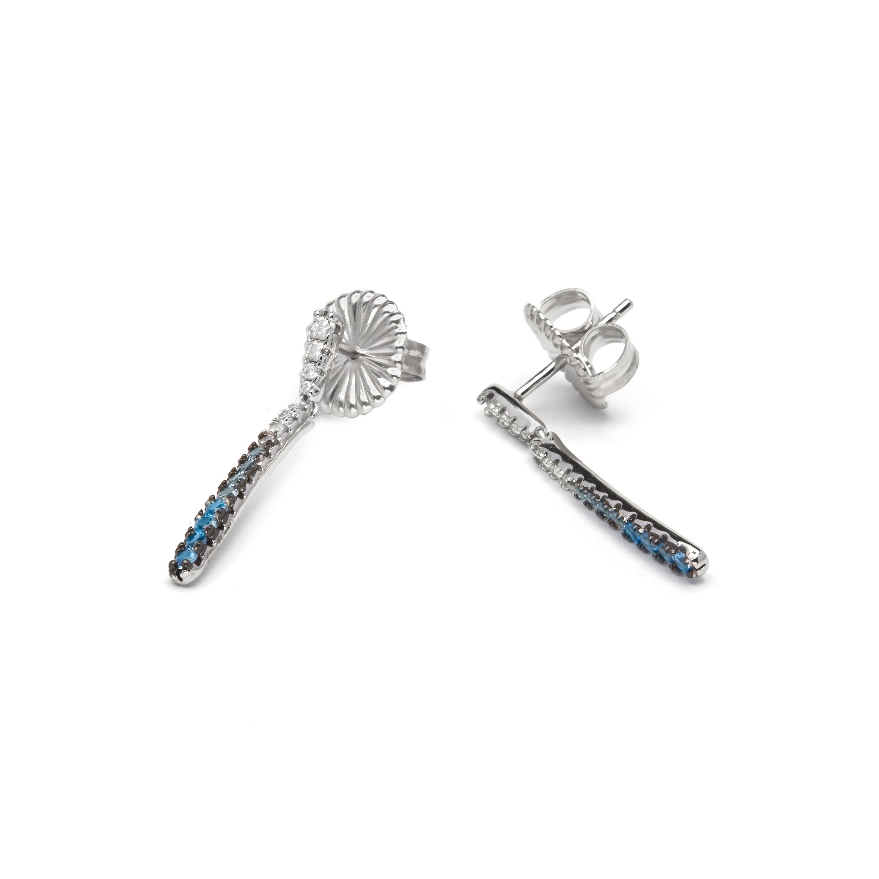 925 Sterling Silver and Sapphire Zirconia Rhodium Plated Earrings - Finsha