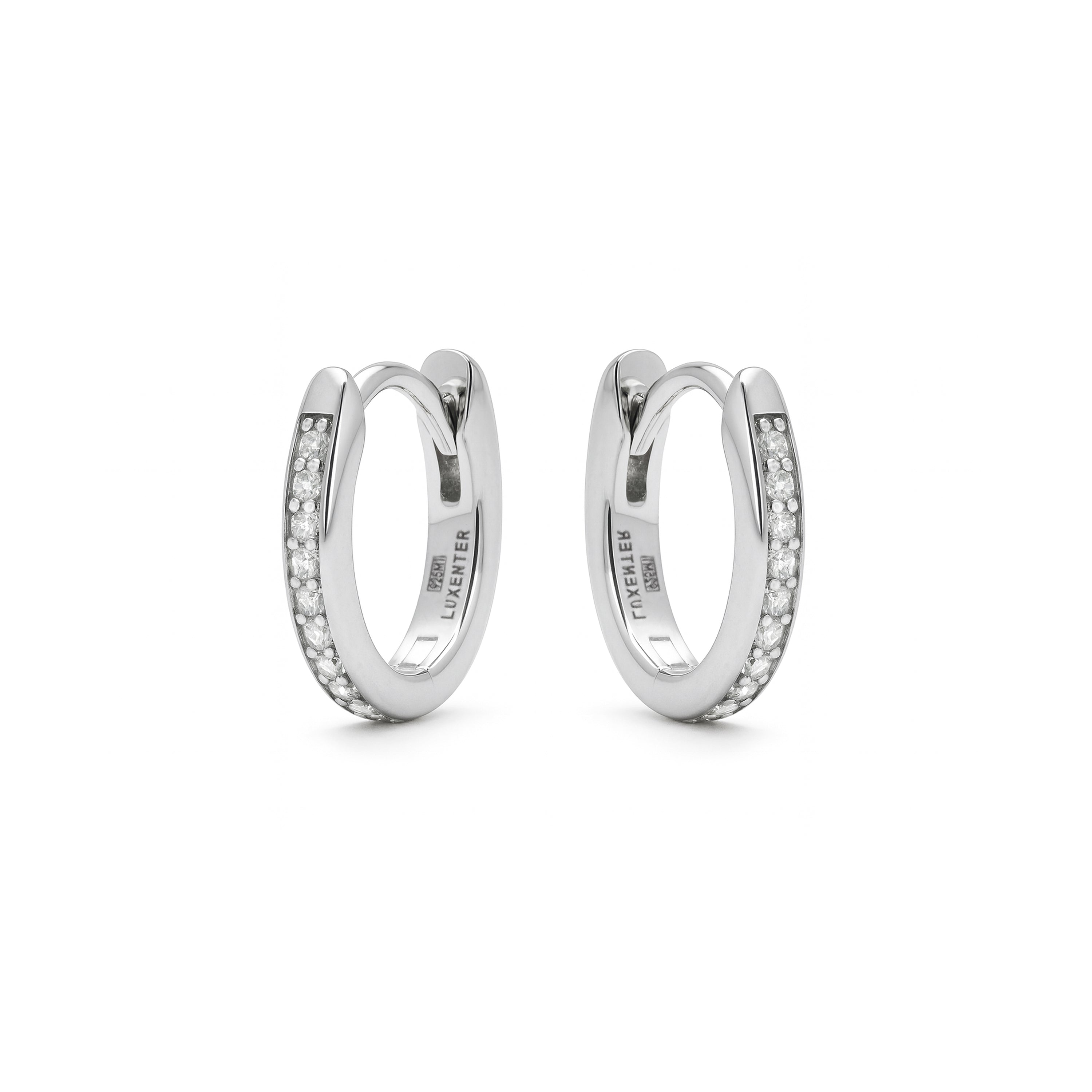 925 Sterling Silver Rhodium Plated Cubic Zirconia Stud Earrings - Fakzer