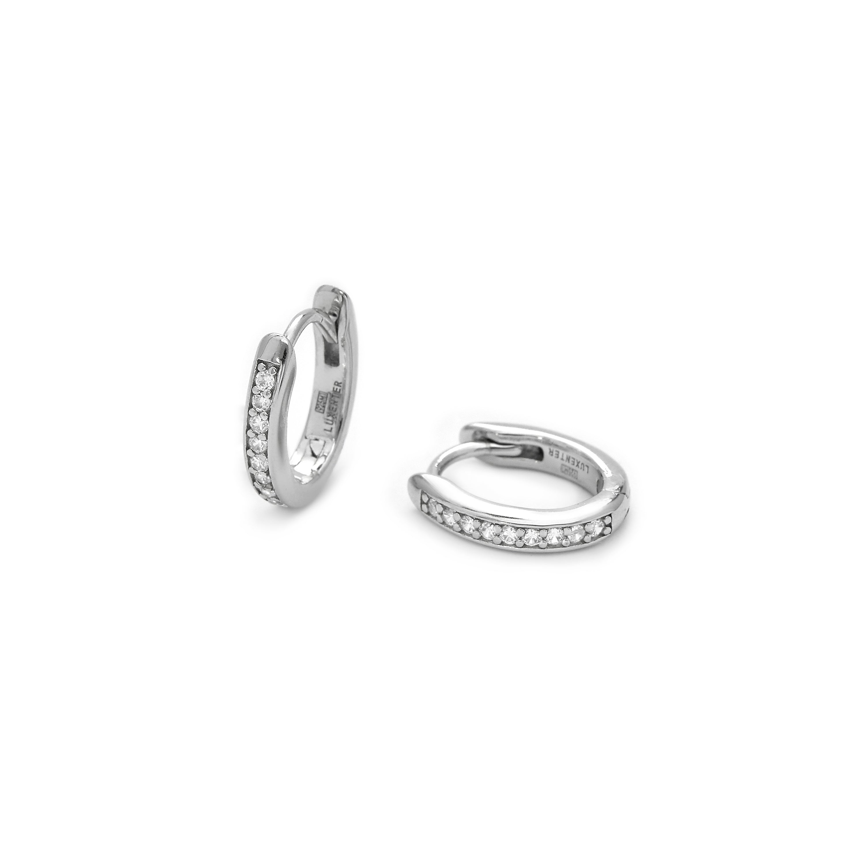 925 Sterling Silver Rhodium Plated Cubic Zirconia Stud Earrings - Fakzer