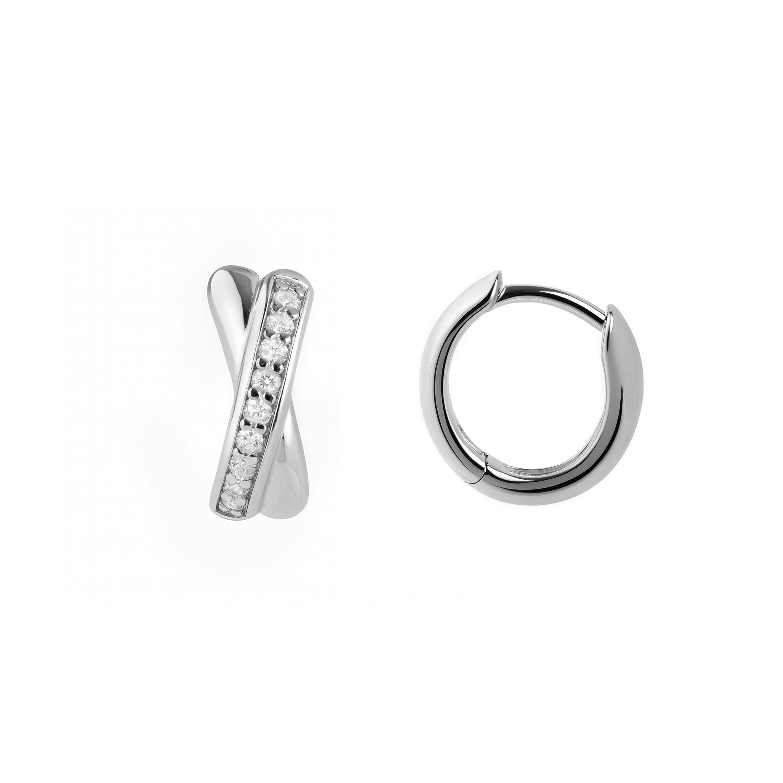 925 Sterling Silver and Brilliant Zirconia Rhodium Plated Earrings - Gesi