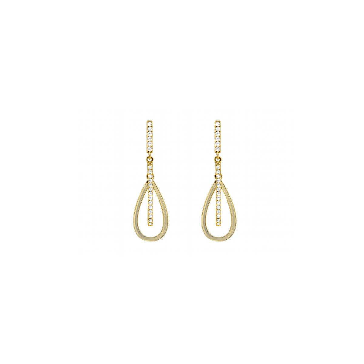 925 Sterling Silver and Brilliant Zirconia Earrings with yellow gold finish - Garfu