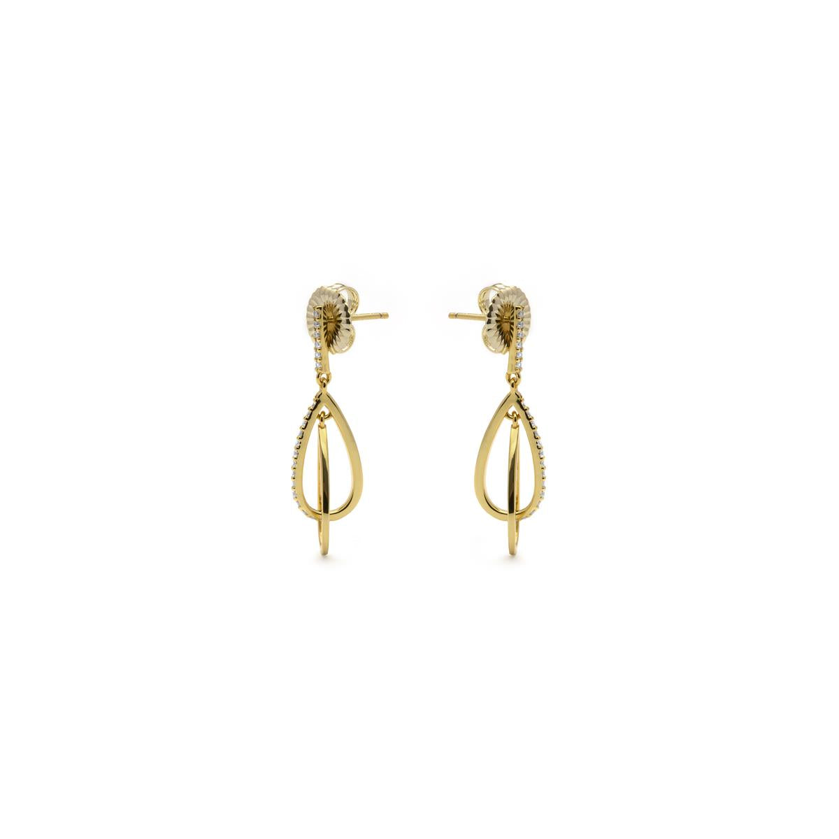 925 Sterling Silver and Brilliant Zirconia Earrings with yellow gold finish - Garfu