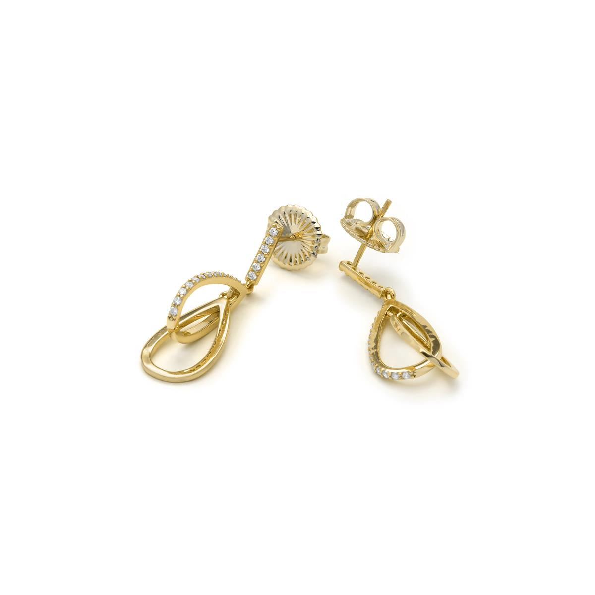 925 Sterling Silver and Brilliant Zirconia Earrings with yellow gold finish - Garfu