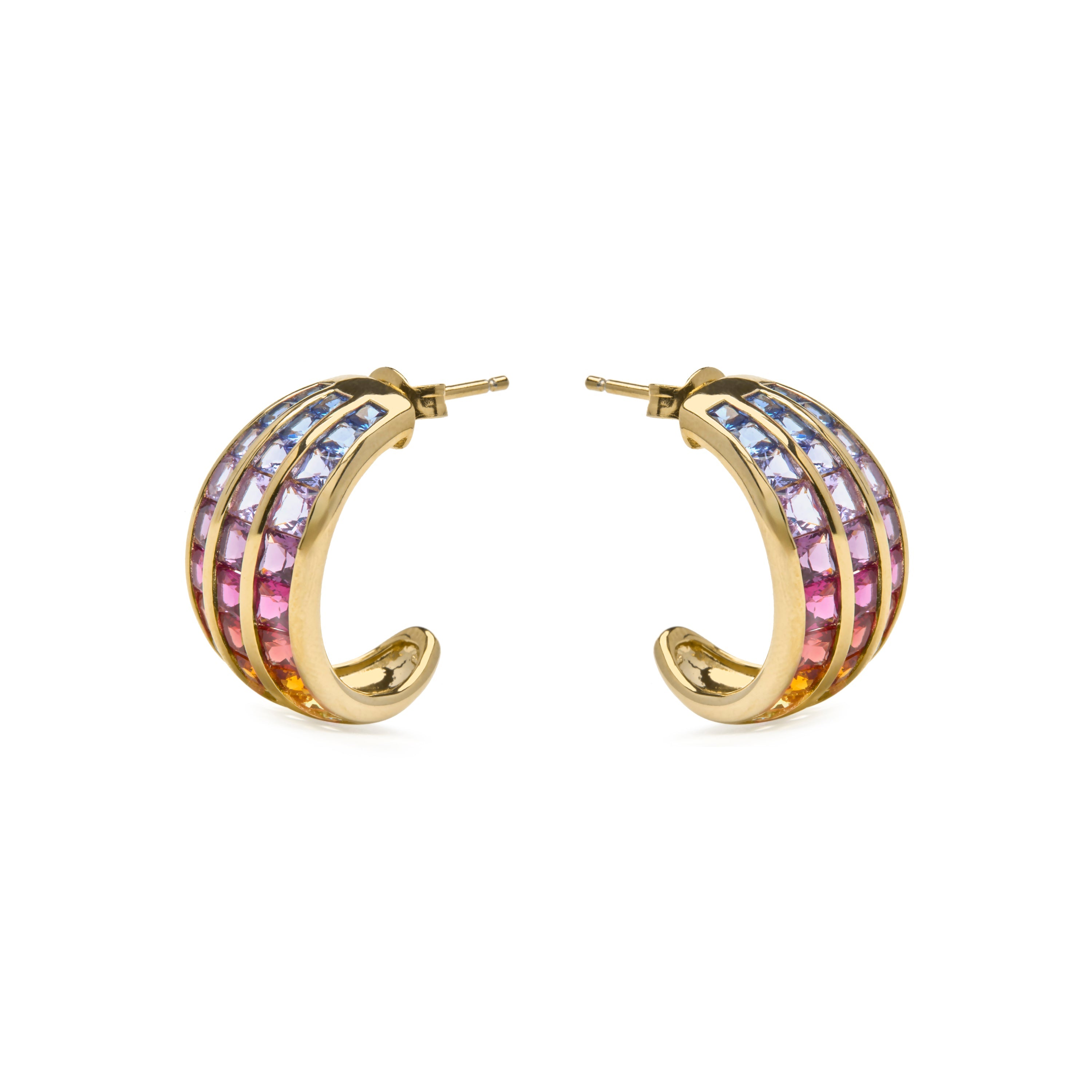Pendientes de Plata de Ley 925 y Circonita Multicolor acabado en oro amarillo 18k - Pilmad