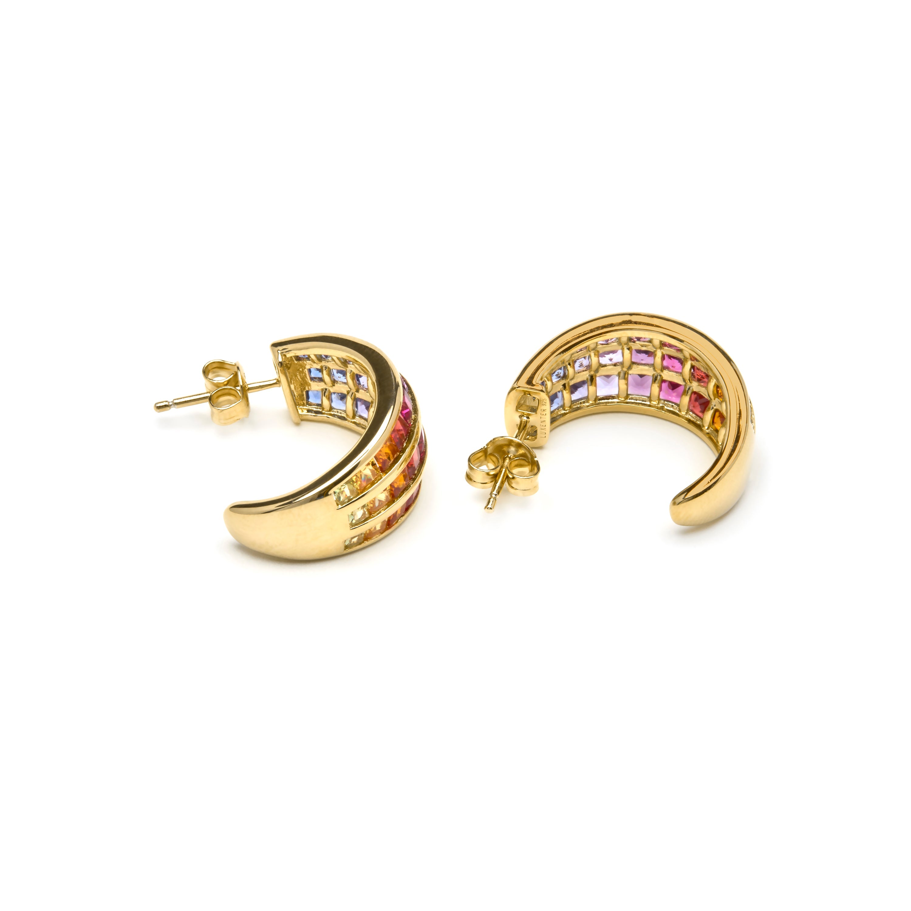 Pendientes de Plata de Ley 925 y Circonita Multicolor acabado en oro amarillo 18k - Pilmad