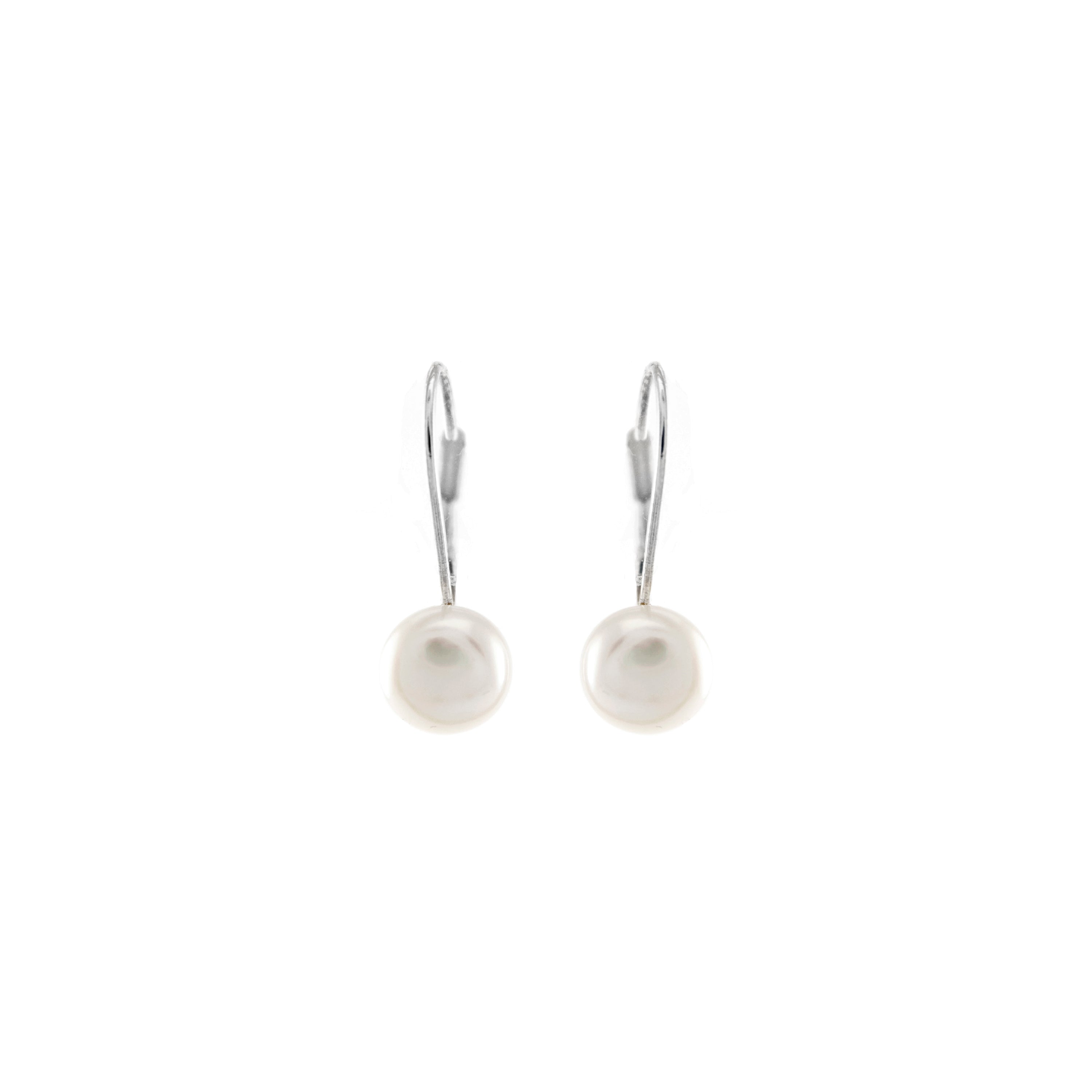 Pendientes de Plata de Ley 925 con Perla Blanca acabados en rodio - Essential