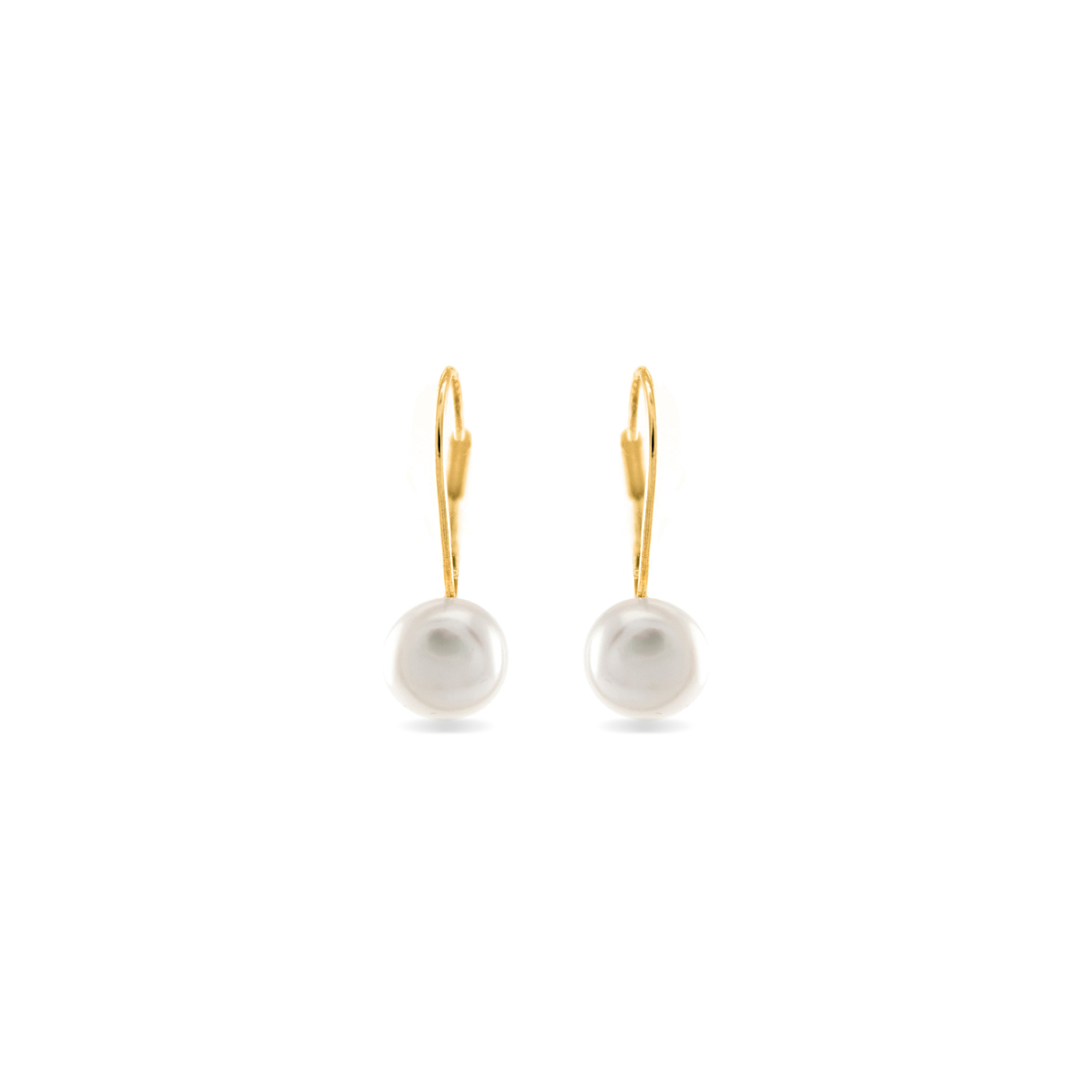 925 Sterling Silver Earrings with White Pearl, 18K Yellow Gold Finish - Essential