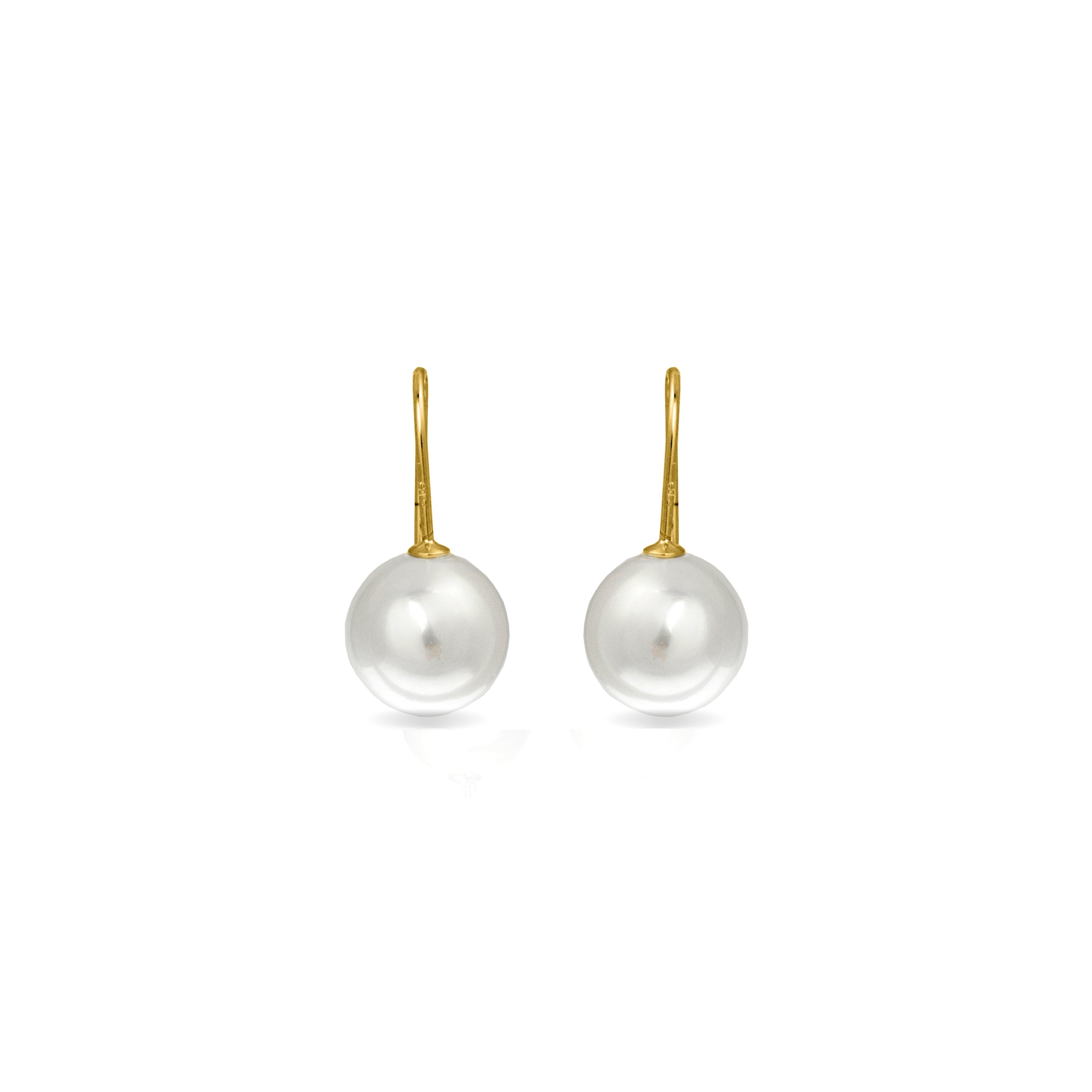 925 Sterling Silver Earrings with White Pearl, 18K Yellow Gold Finish - Essential