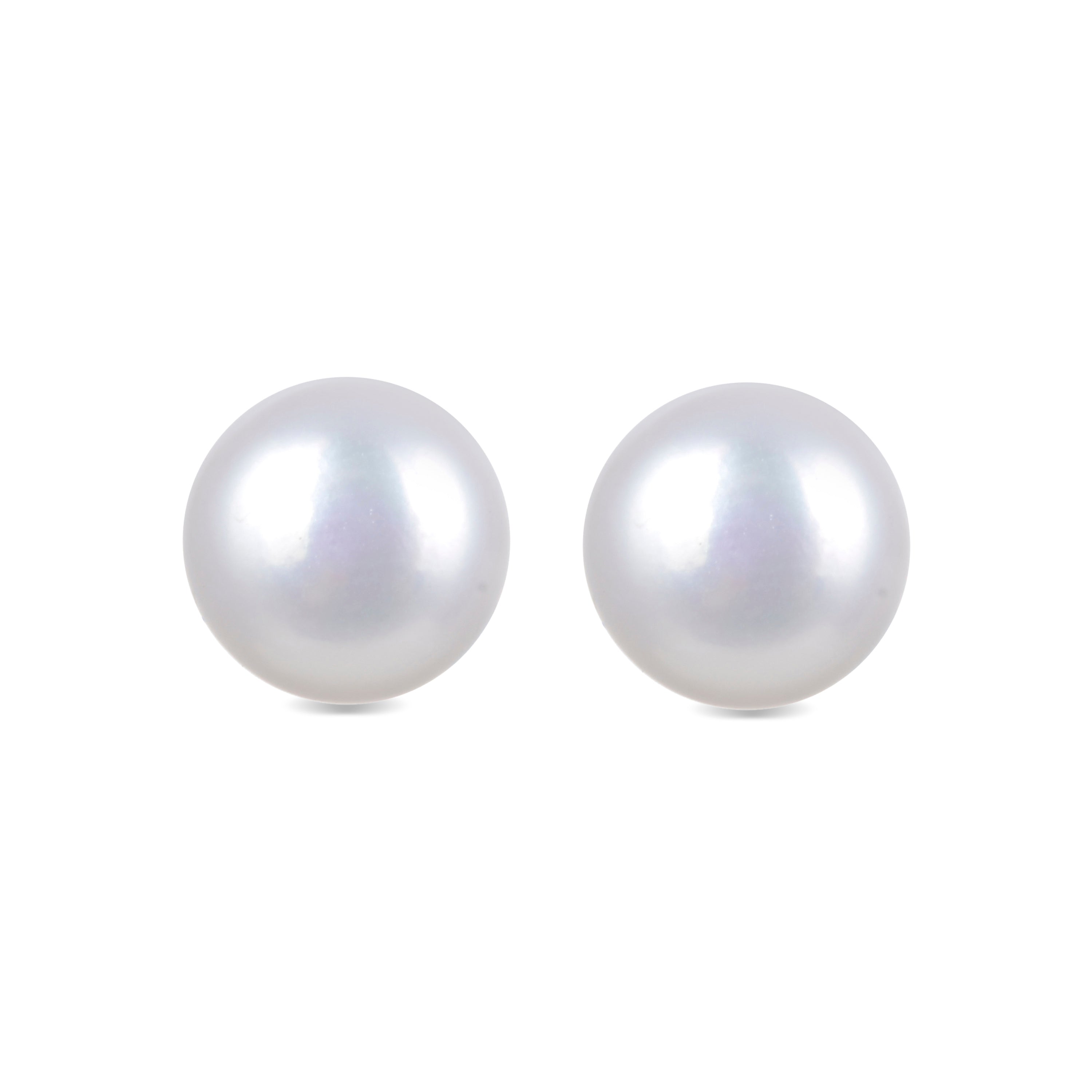 925 Sterling Silver Earrings with White Pearl, Rhodium Finish - Essential