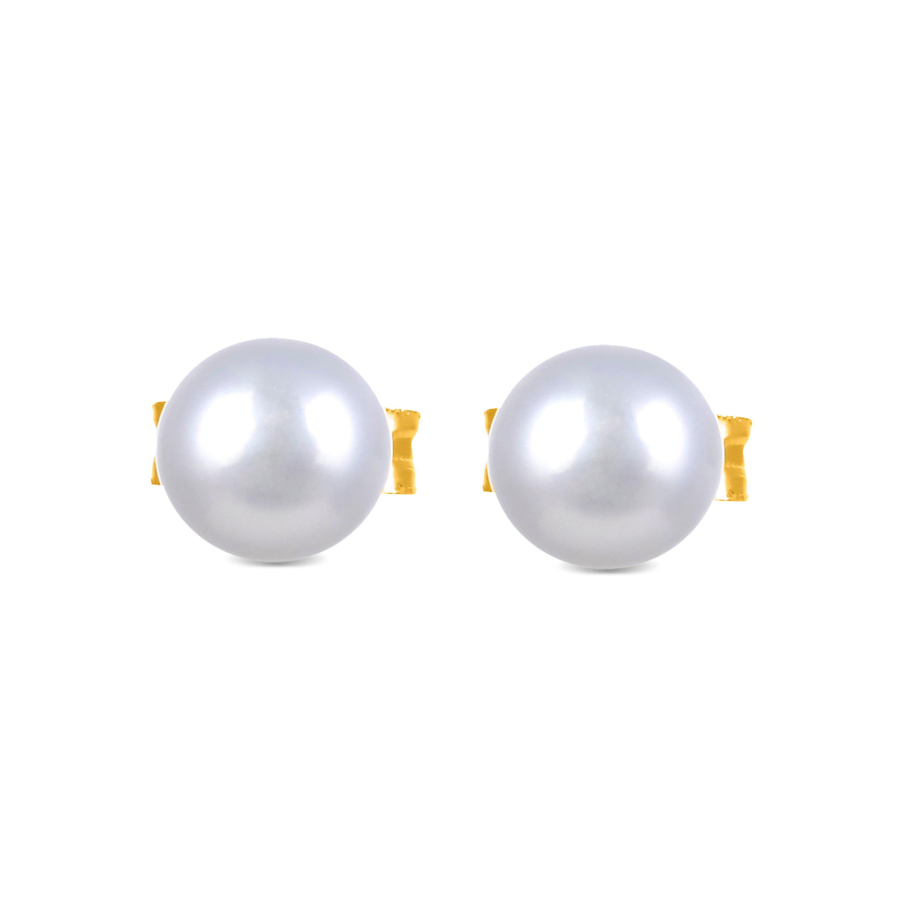 Pendientes de Plata de Ley 925 con Perla Blanca acabados en oro amarillo 18K - Básico