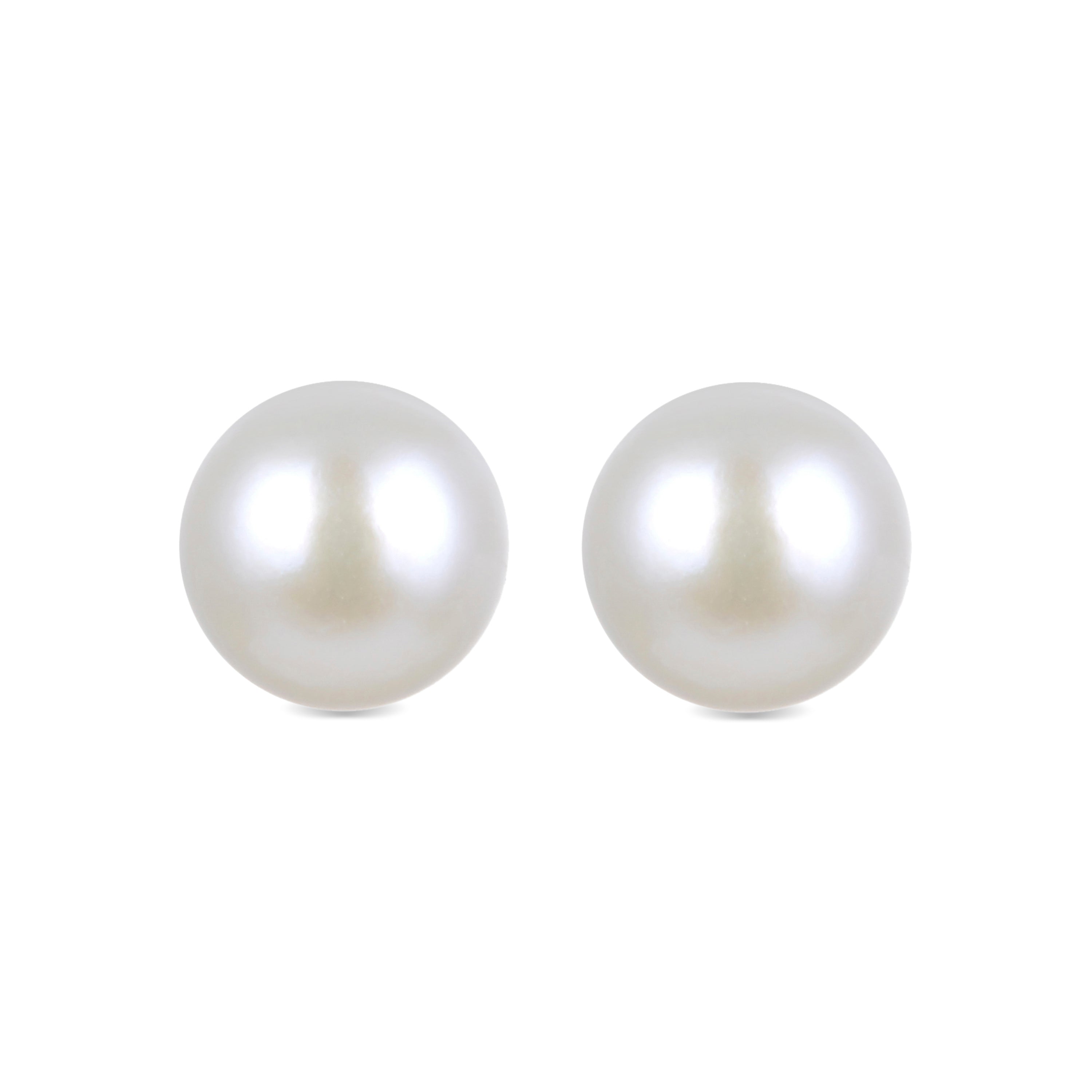 925 Sterling Silver Earrings with White Pearl, Rhodium Finish - Basic