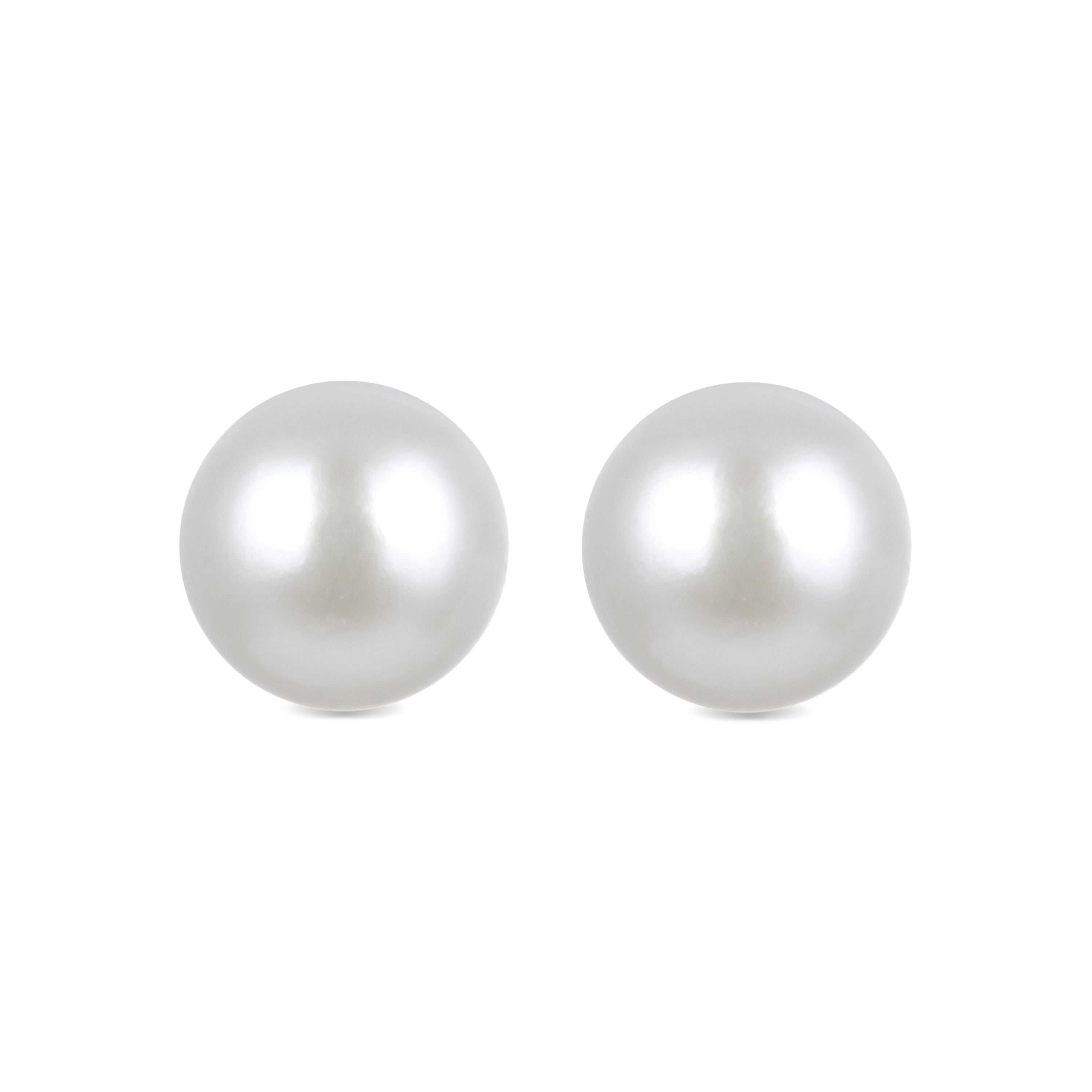 925 Sterling Silver Earrings with White Pearl, 18K Yellow Gold Finish - Basic