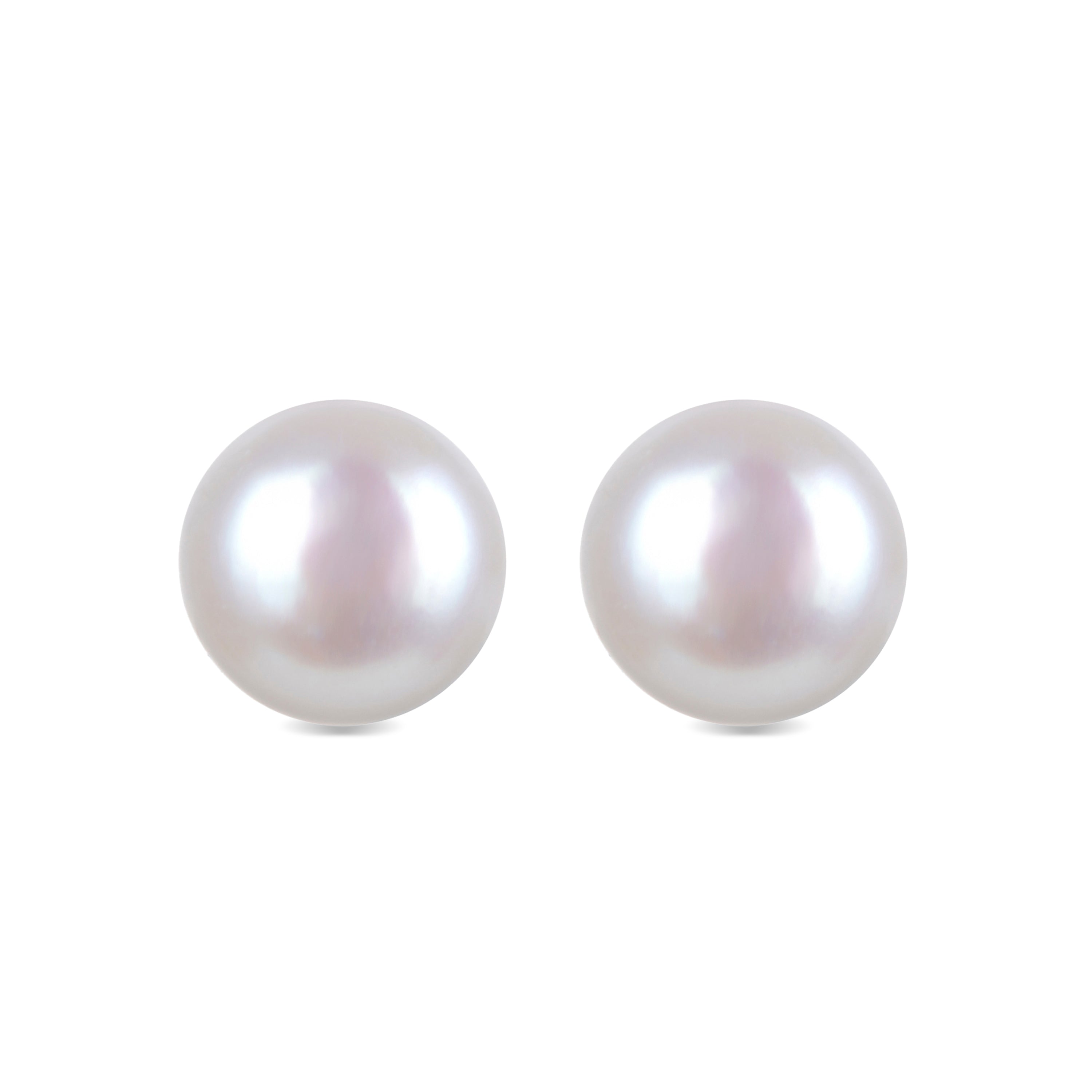 925 Sterling Silver Earrings with White Pearl, Rhodium Finish - Basic