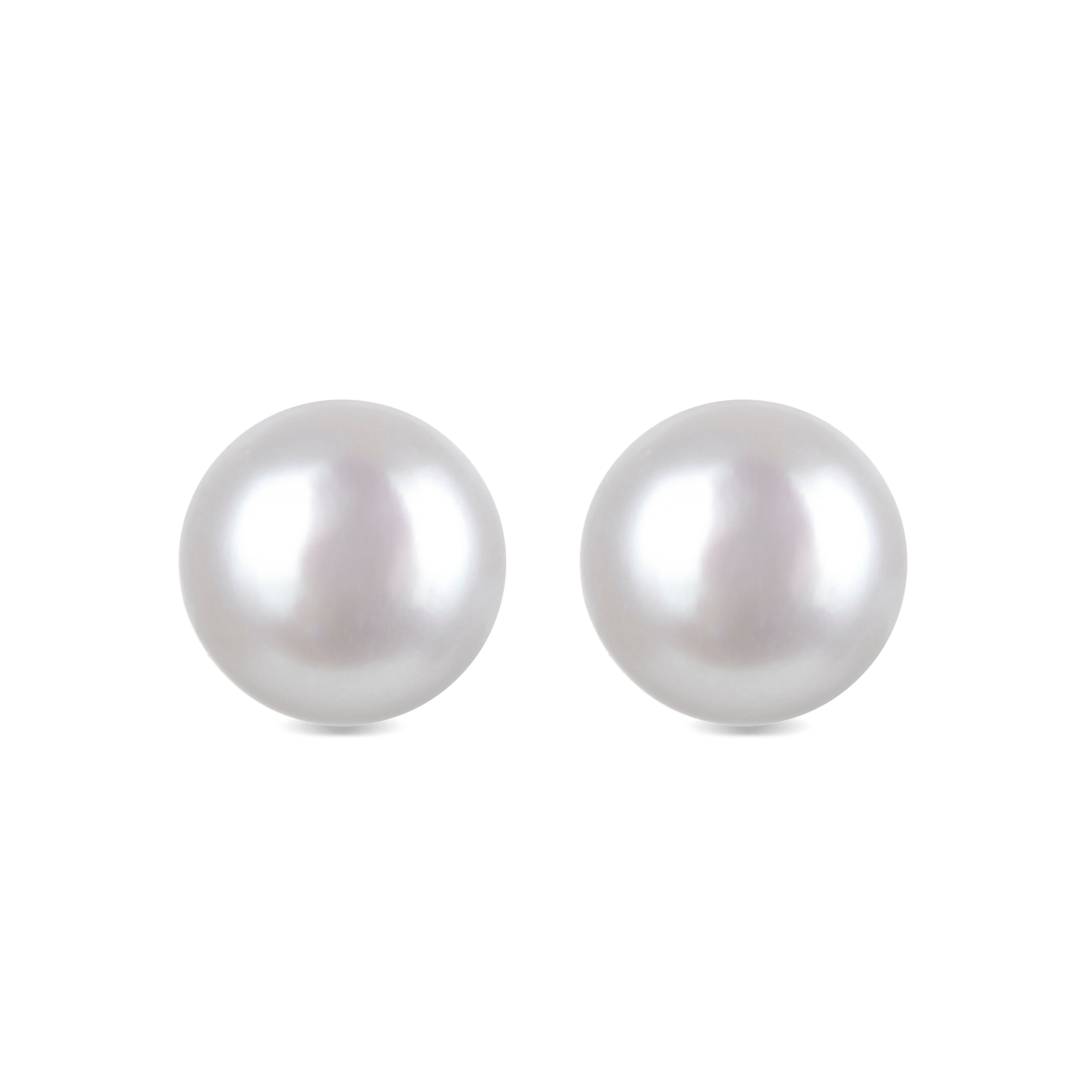 925 Sterling Silver Earrings with White Pearl, 18K Yellow Gold Finish - Basic