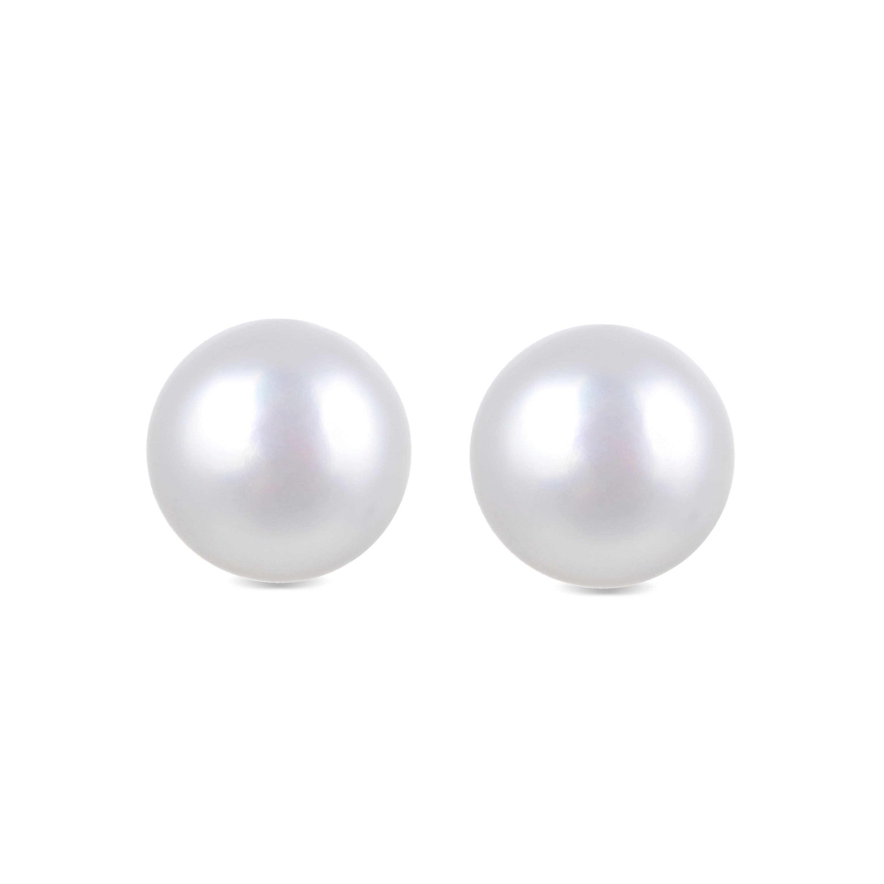 925 Sterling Silver Earrings with White Pearl, Rhodium Finish - Basic
