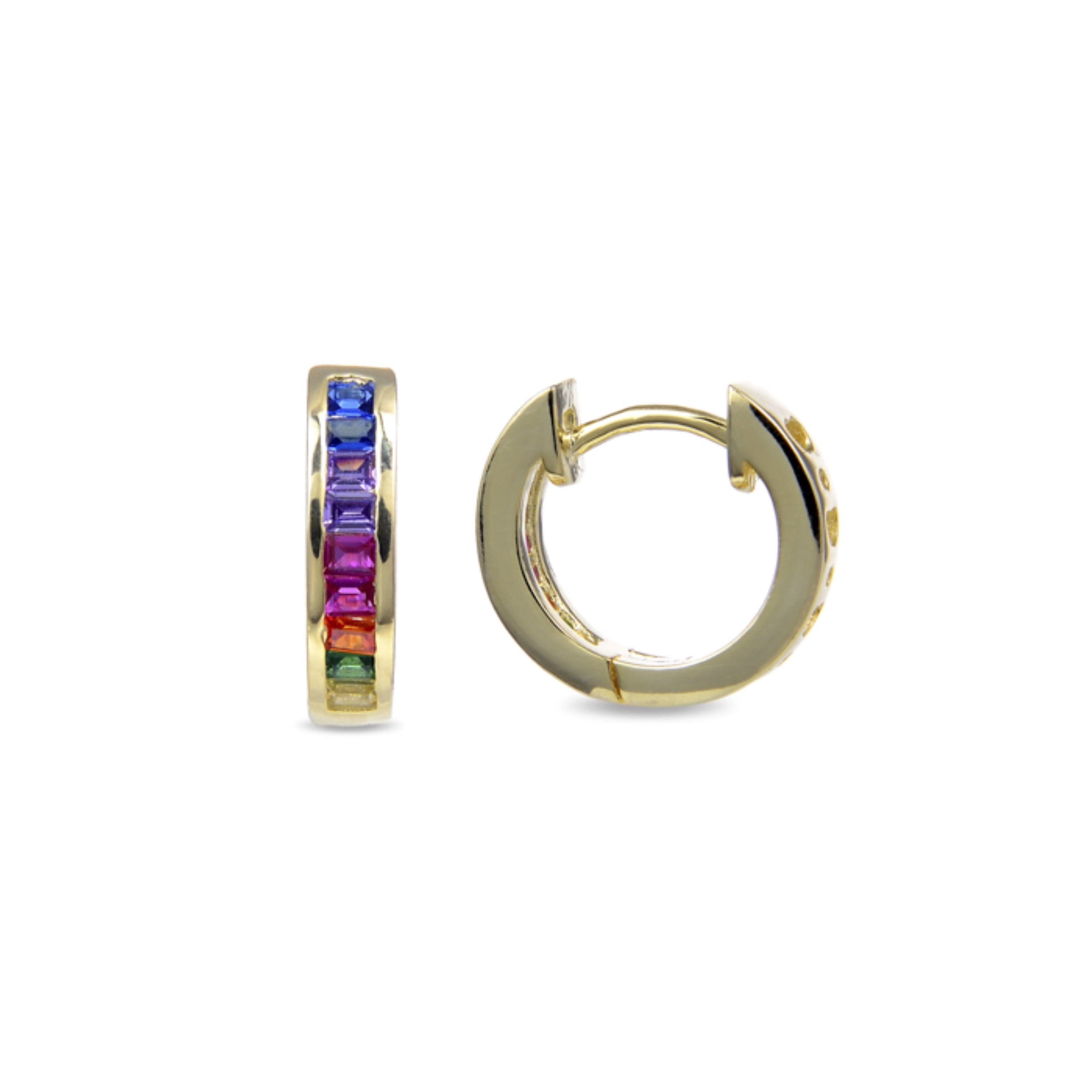 925 Sterling Silver Earrings with Multicolor Zirconia Finished in 18K Yellow Gold - Tuhato