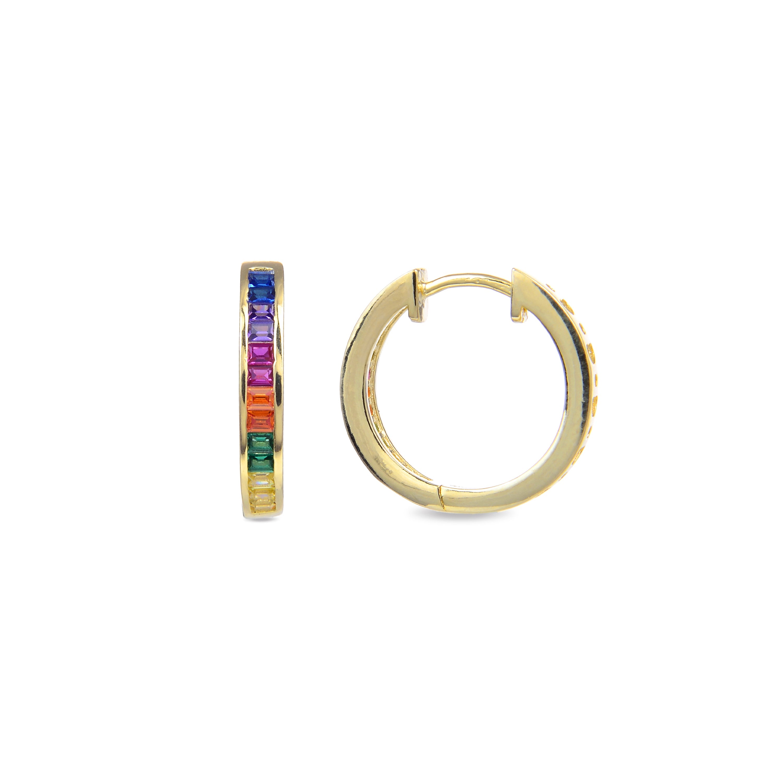 925 Sterling Silver Earrings with Multicolor Zirconia Finished in 18K Yellow Gold - Tuhato