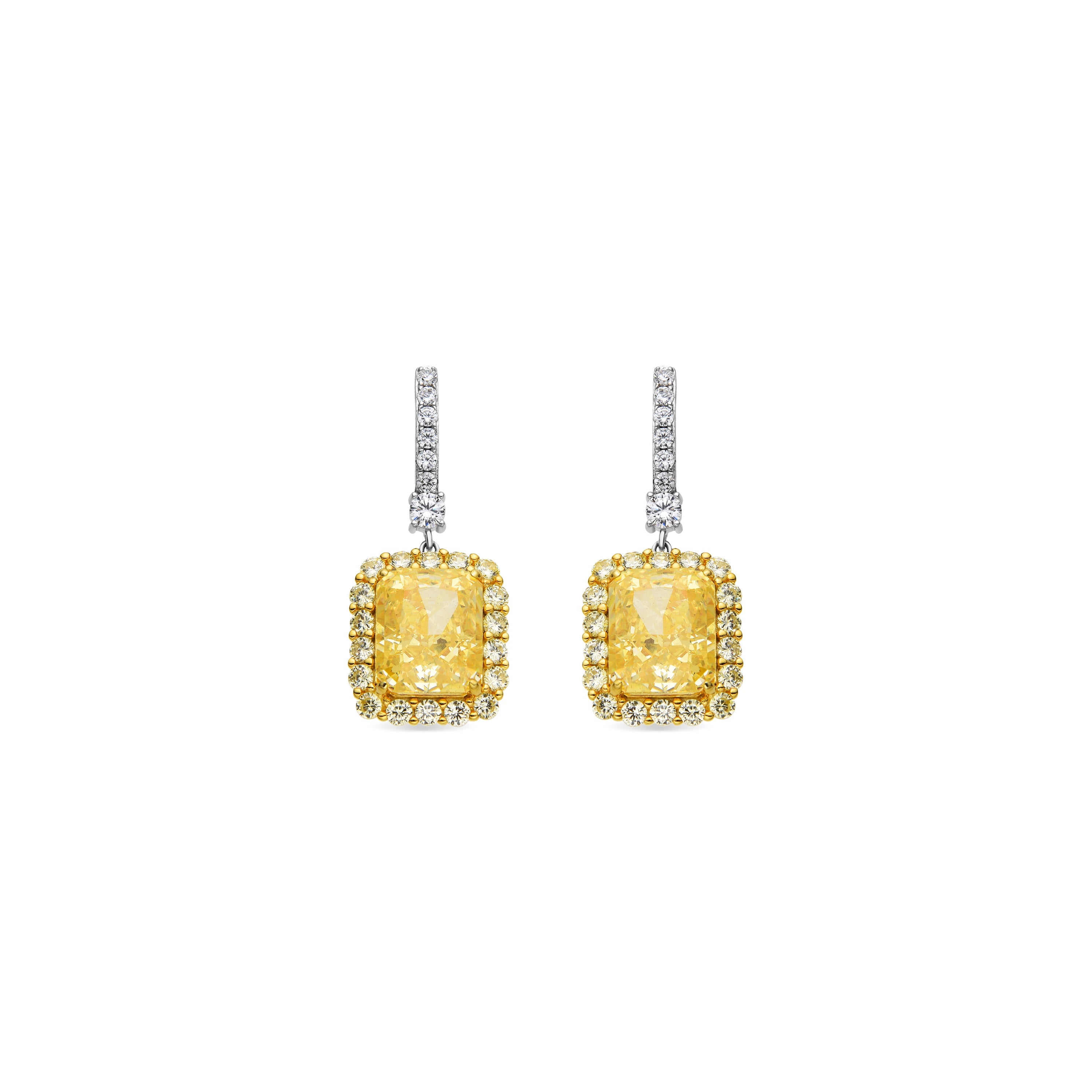 925 Sterling Silver and Padparadscha Earrings in 18k Yellow Gold Finish - Cabel