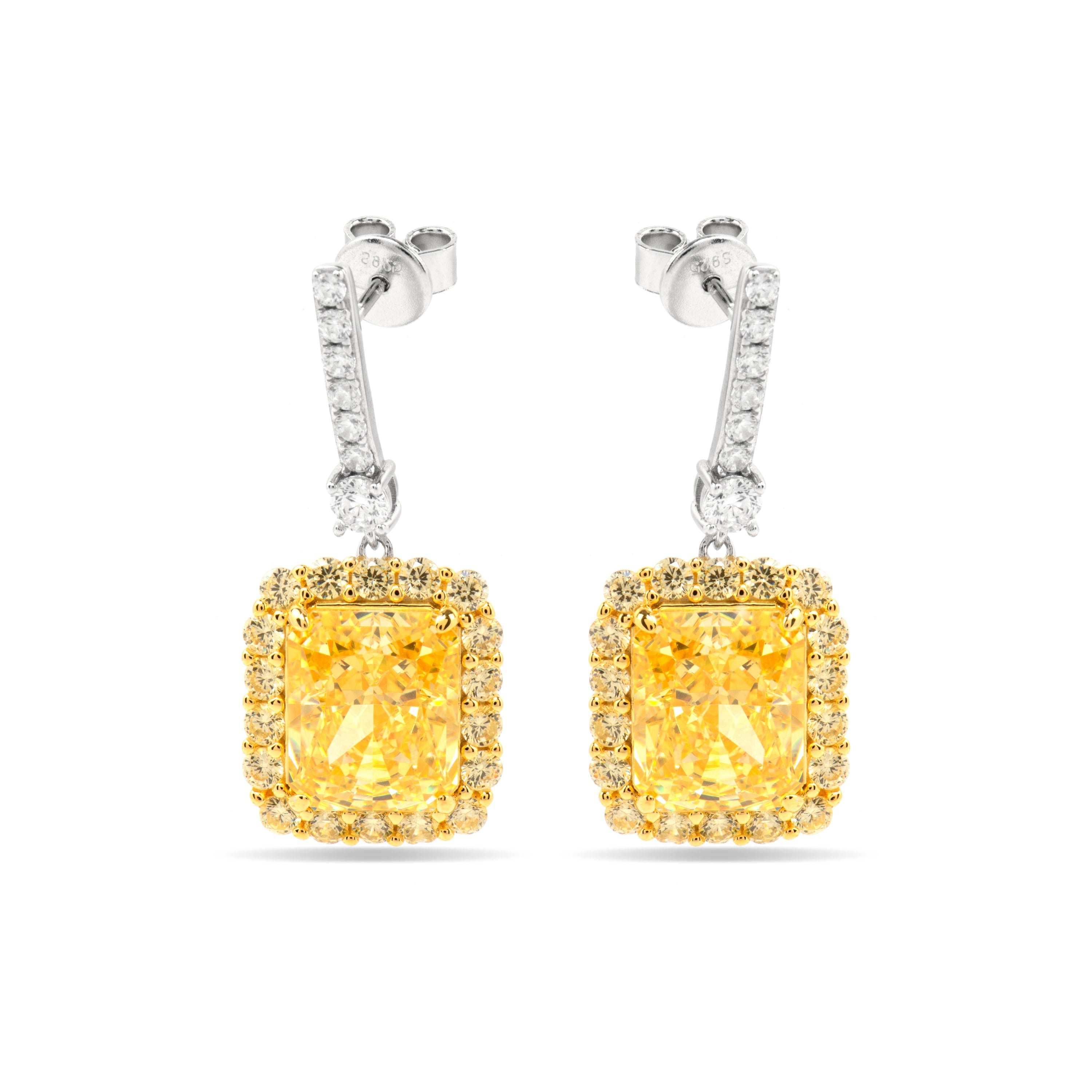 Brincos de Prata 925 com Padparadscha e acabamento em ouro amarelo 18k - Cabel