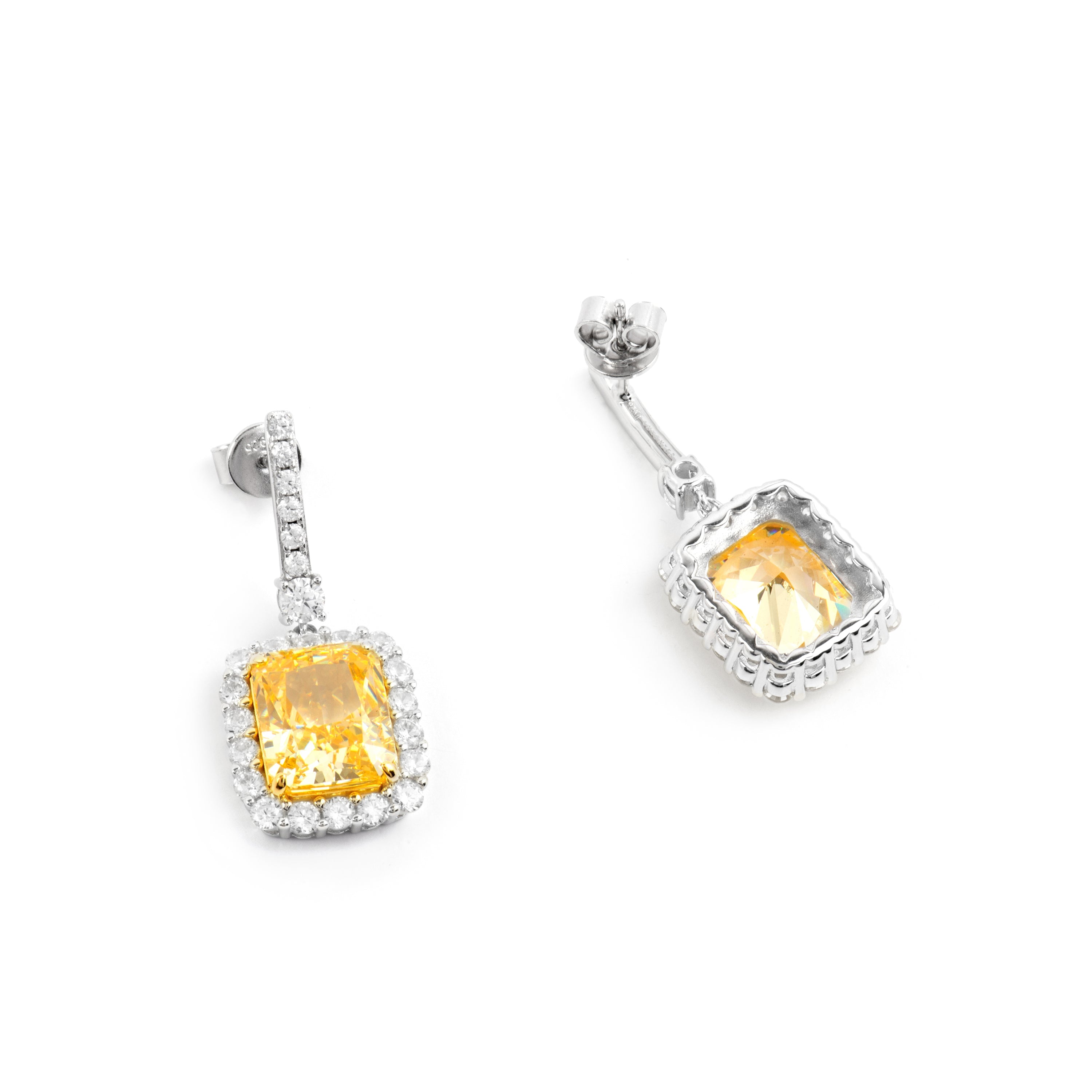 Brincos de Prata 925 com Padparadscha e acabamento em ouro amarelo 18k - Cabel