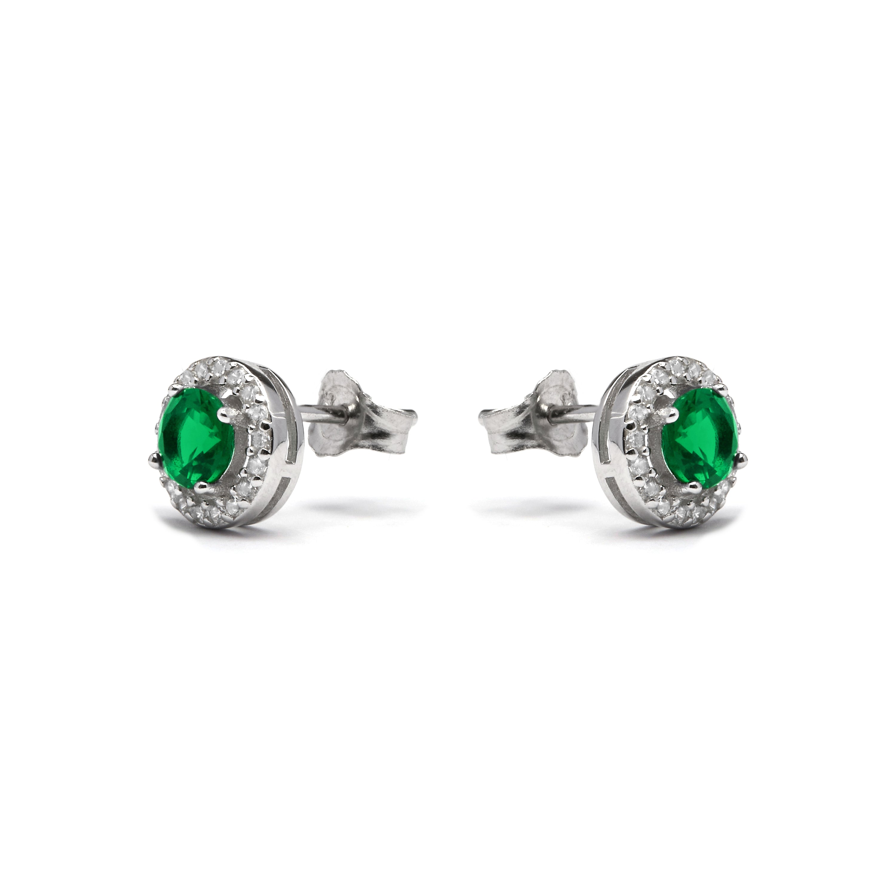 Pendientes de Plata de Ley 925 con Esmeralda Cristal De Roca acabados en rodio - Gema De Leyenda