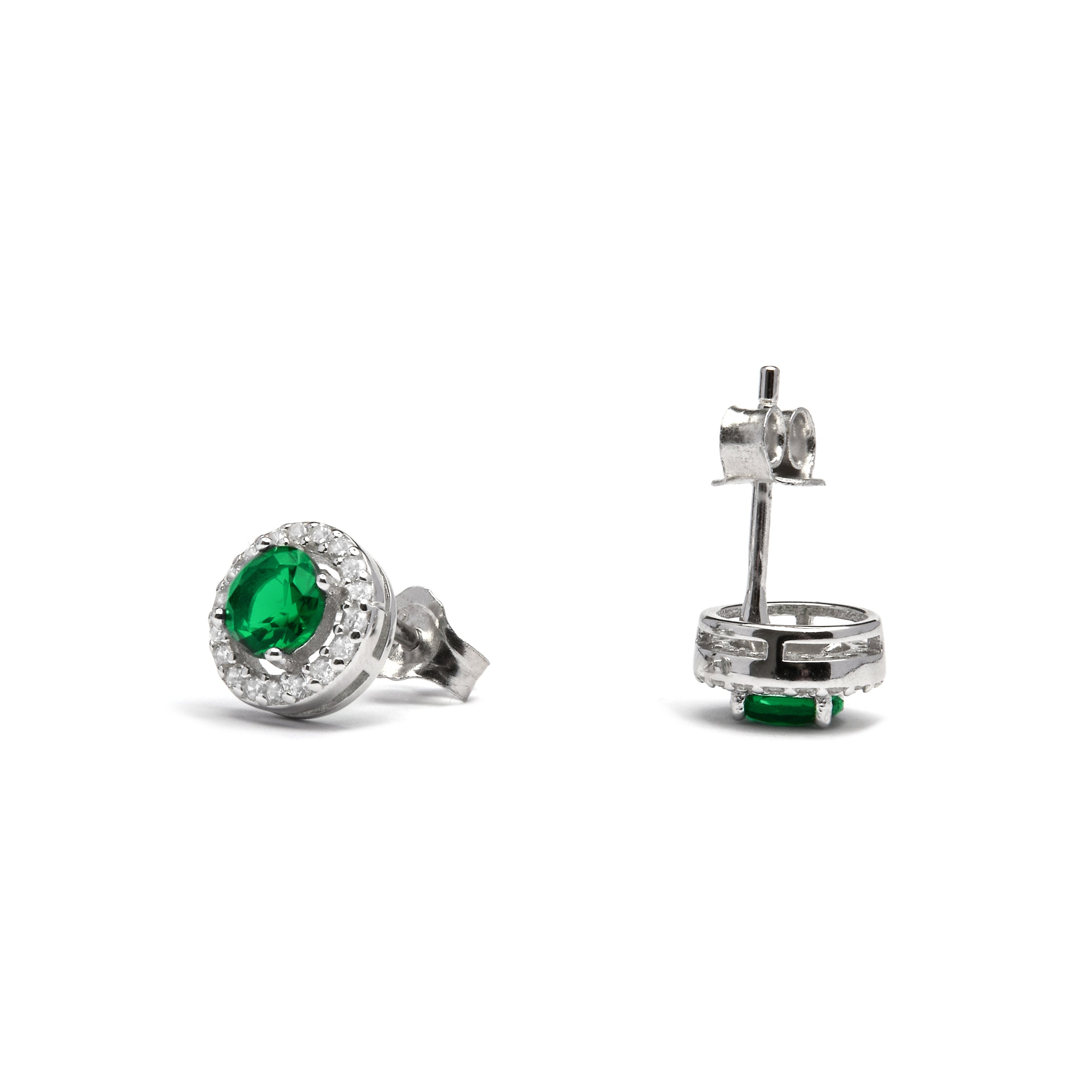 Pendientes de Plata de Ley 925 con Esmeralda Cristal De Roca acabados en rodio - Gema De Leyenda