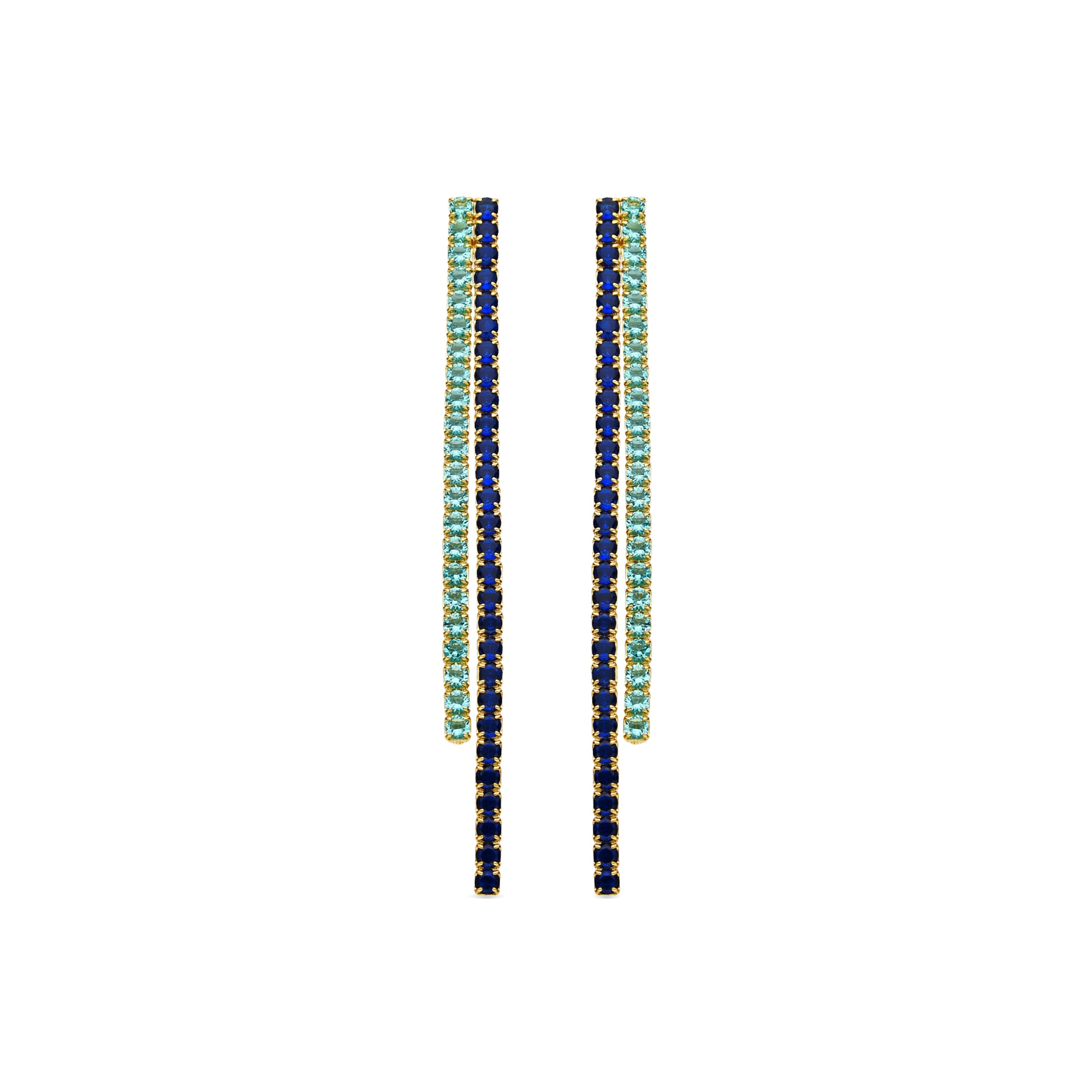 925 Sterling Silver and Sapphire Zirconia Earrings, 18k Gold Finish - Tyhad