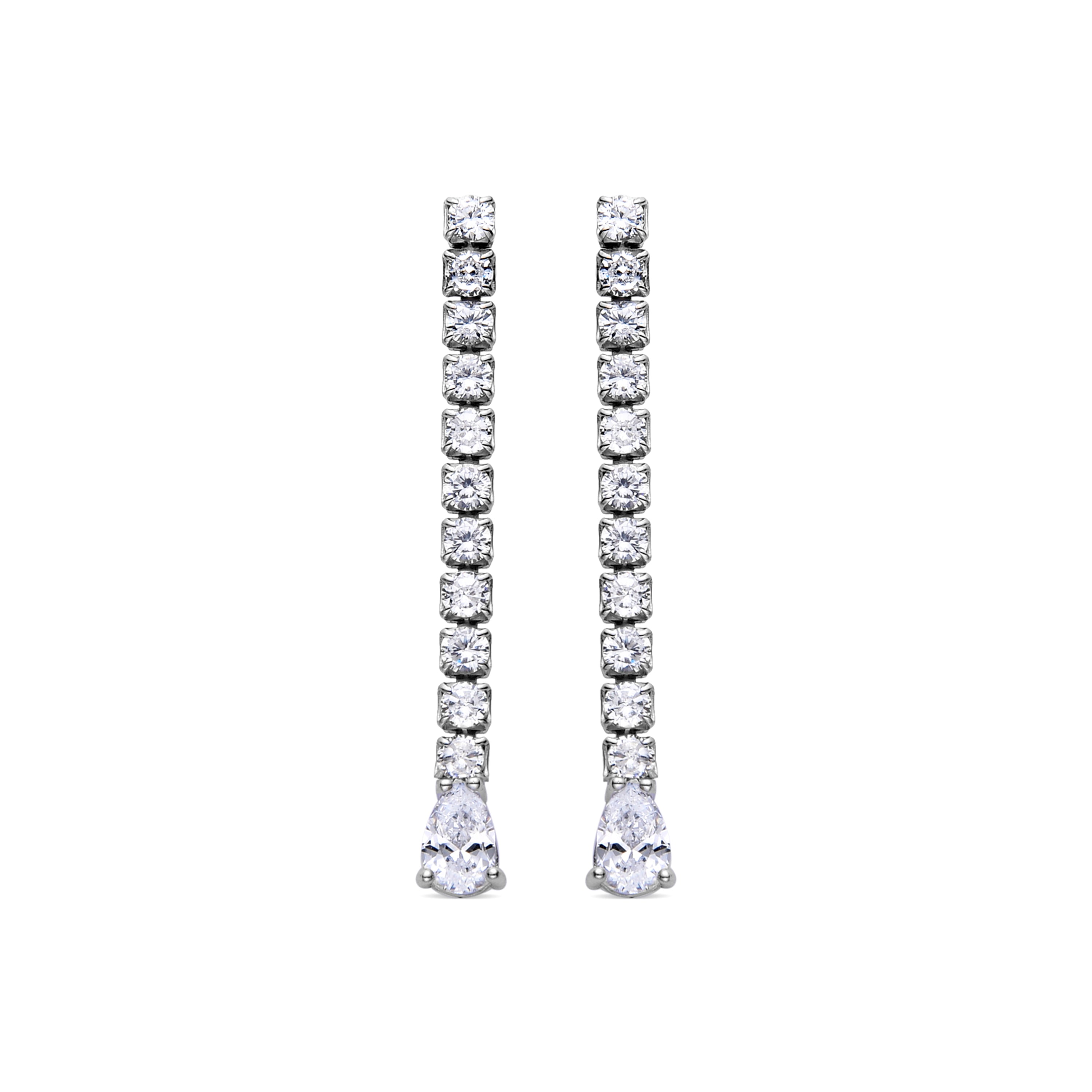925 Sterling Silver Earrings with Rhodium-Plated Brilliant Zirconia - Guoi