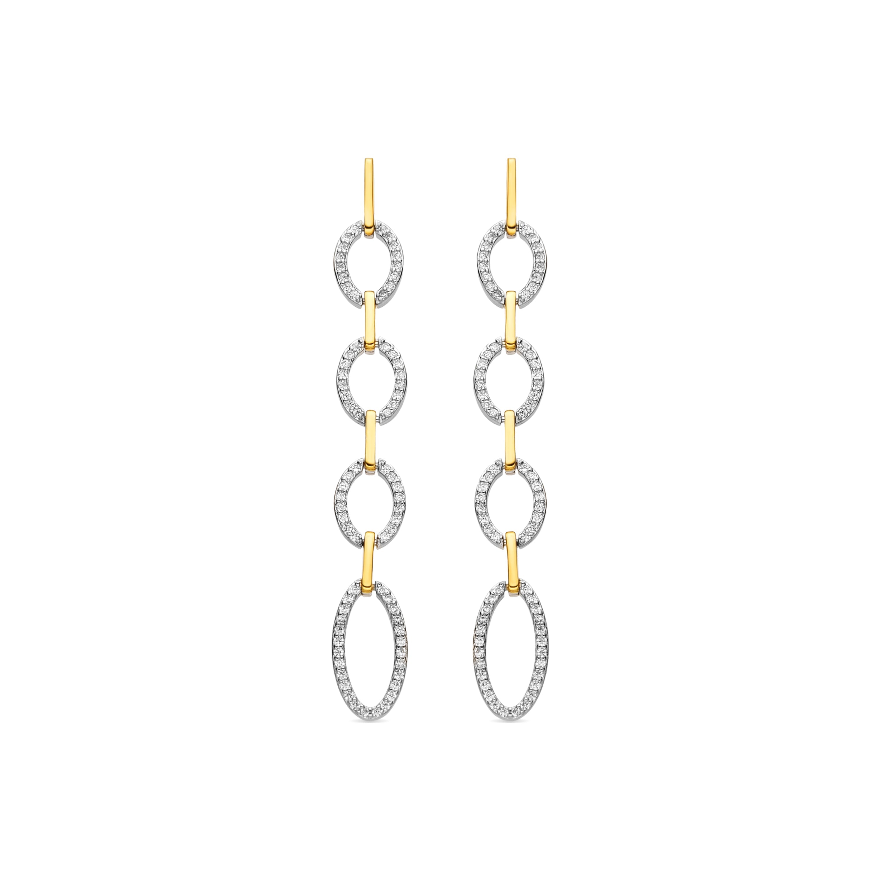Pendientes de Plata de Ley 925 y Circonita Brillante acabado oro 18k - Makonza