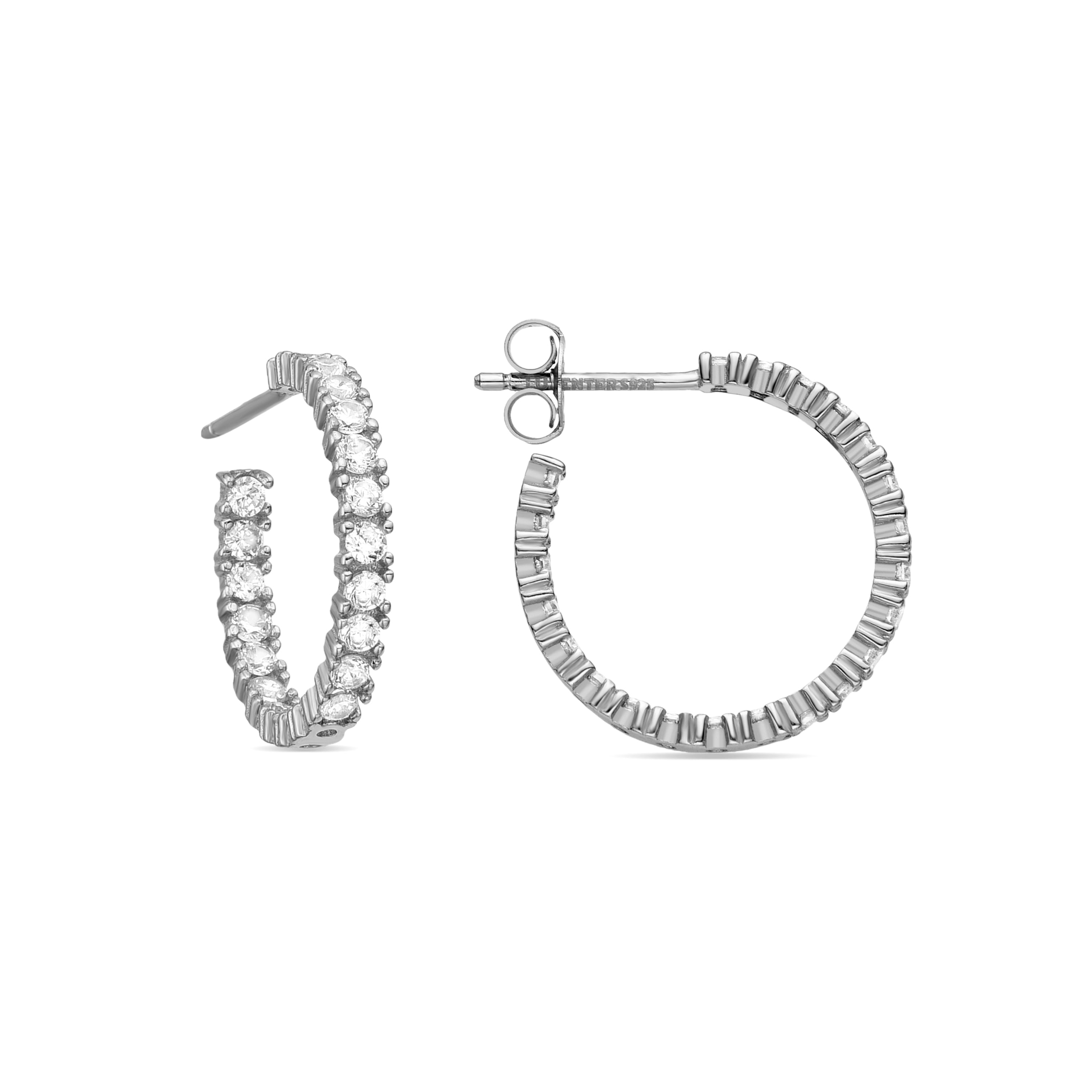 925 Sterling Silver Earrings with Rhodium-Plated Brilliant Zirconia - Iotha
