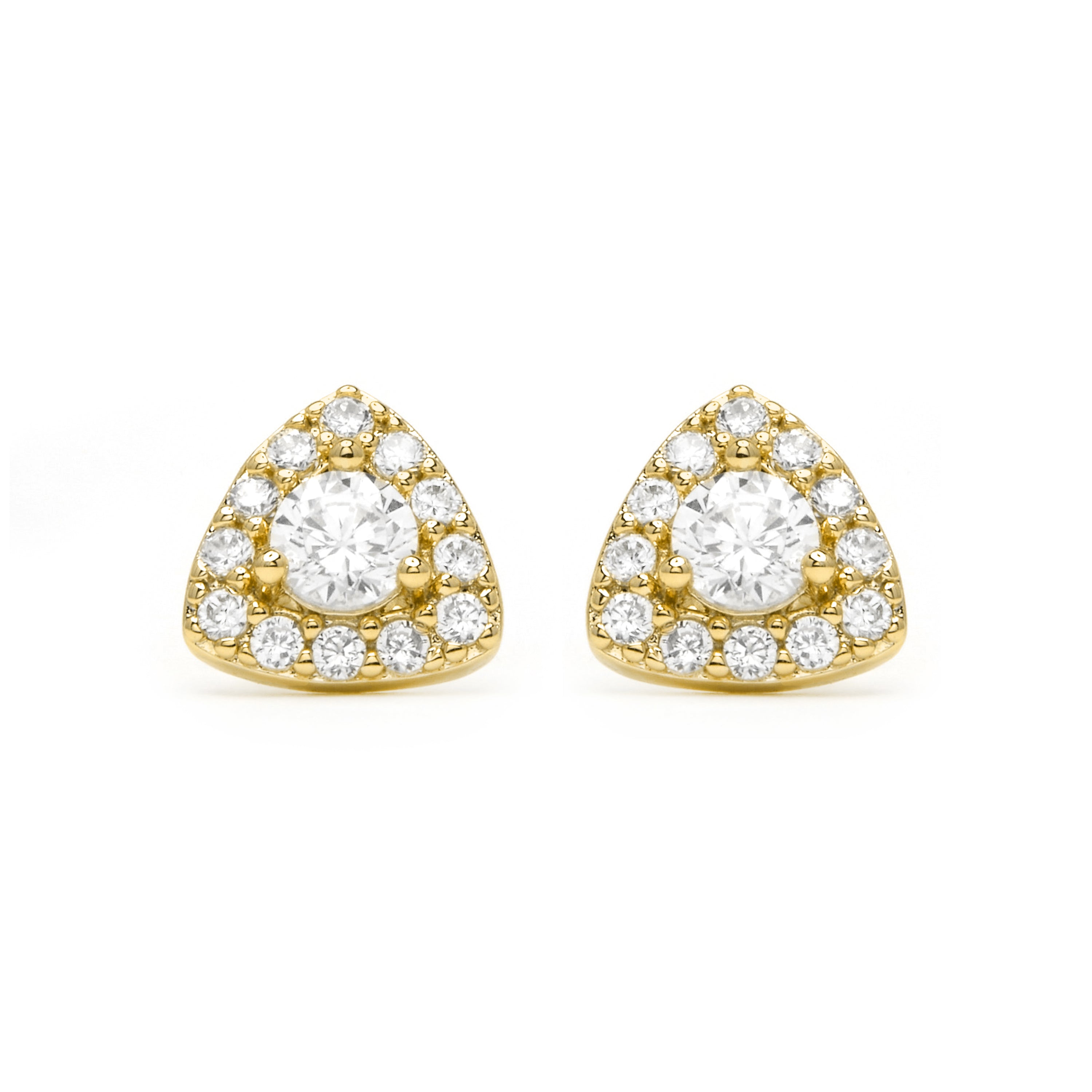 925 Sterling Silver and Brilliant Zirconia earrings with 18k yellow gold finish - Aldra