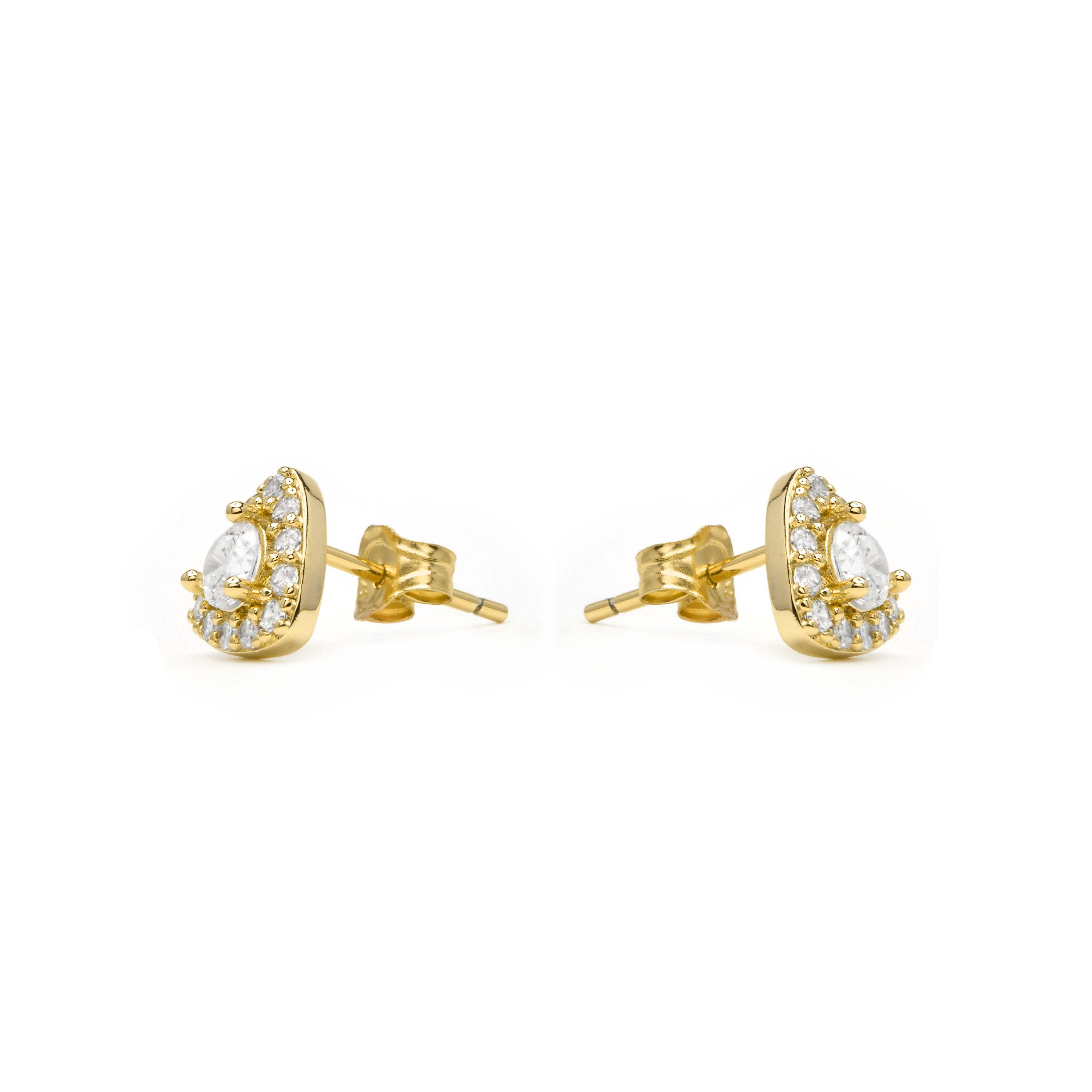 925 Sterling Silver and Brilliant Zirconia earrings with 18k yellow gold finish - Aldra