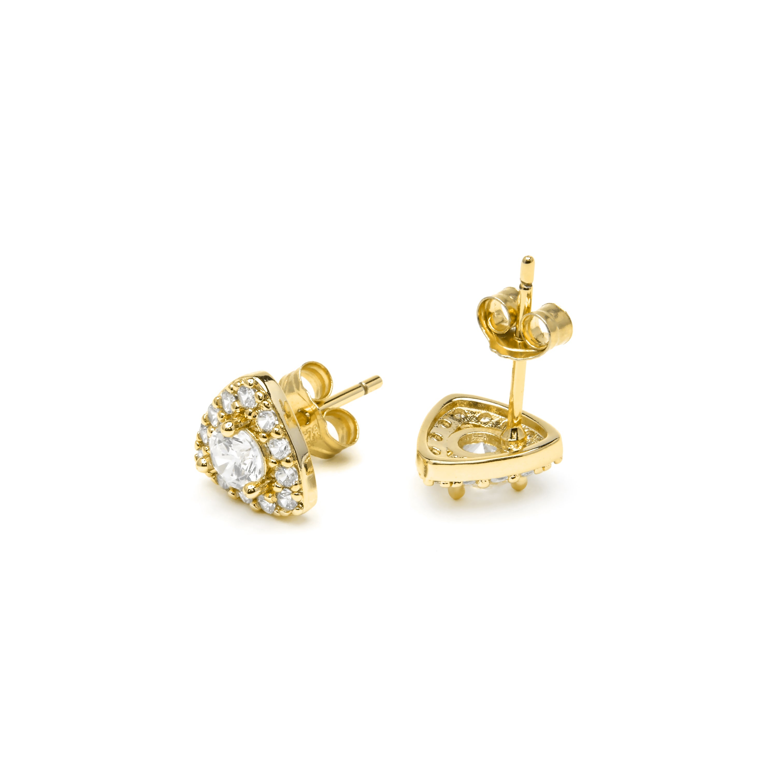 925 Sterling Silver and Brilliant Zirconia earrings with 18k yellow gold finish - Aldra