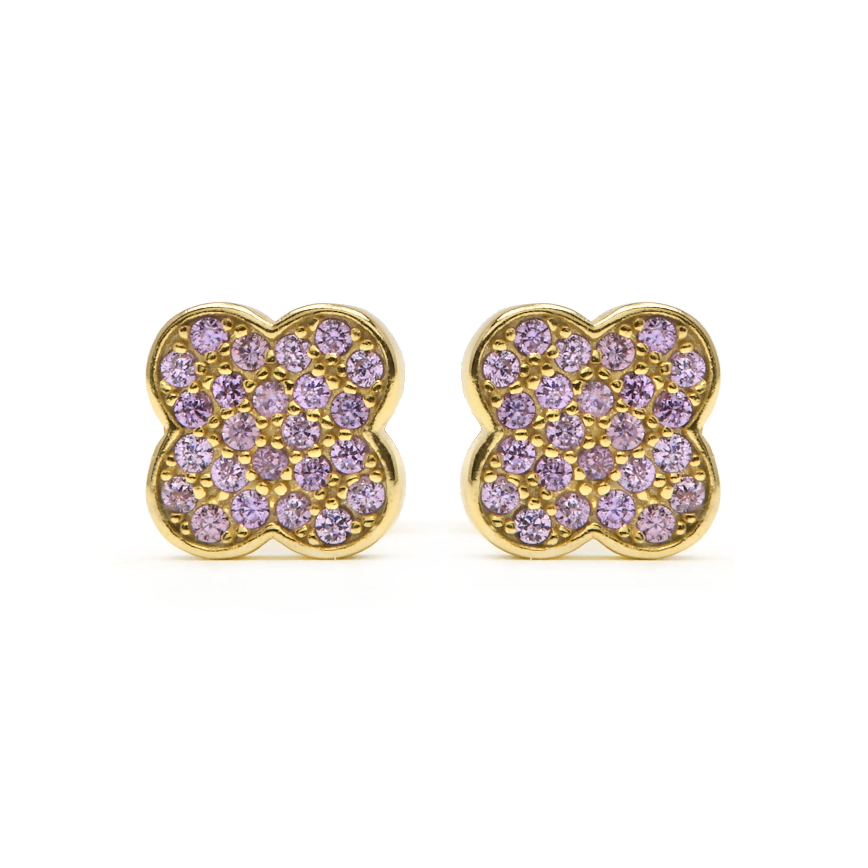 925 Sterling Silver and Amethyst Zirconia Earrings with an 18k Yellow Gold Finish - Alsion