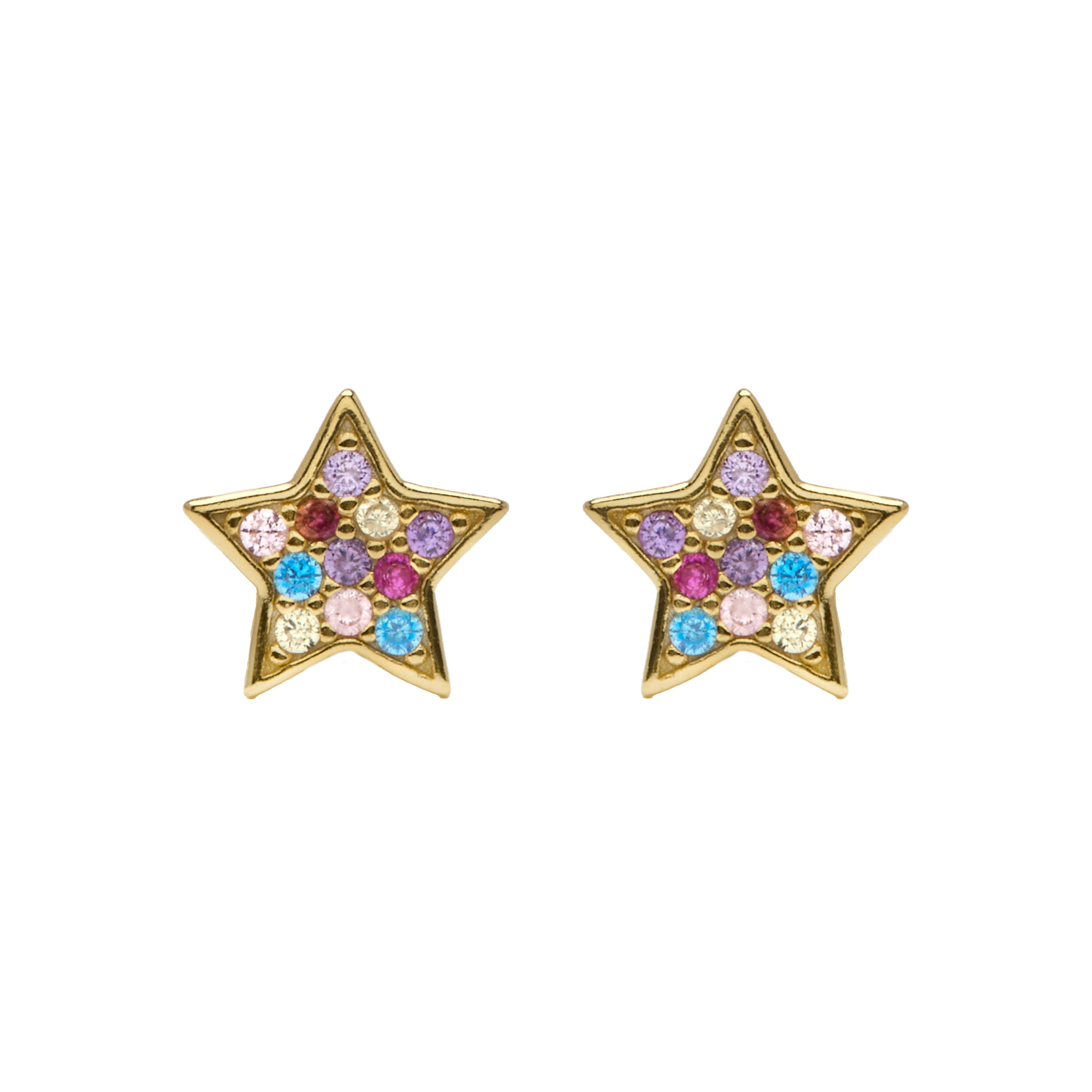925 Sterling Silver Multicolor Cubic Zirconia Earrings with 18k Yellow Gold Finish - Lalo