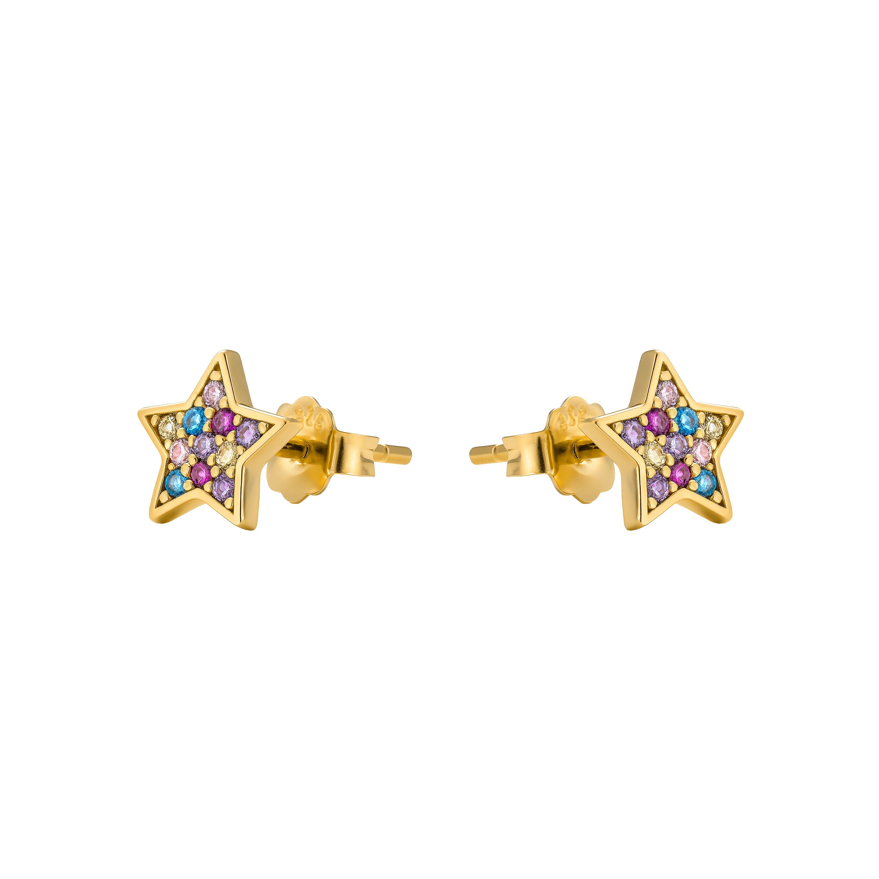 925 Sterling Silver Multicolor Cubic Zirconia Earrings with 18k Yellow Gold Finish - Lalo