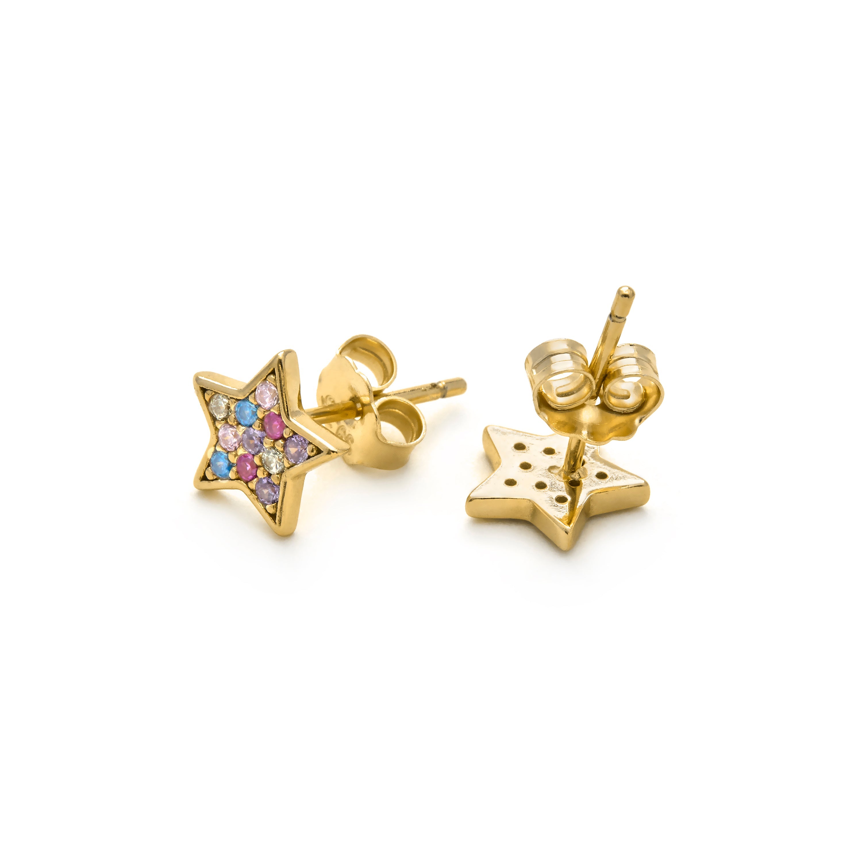 925 Sterling Silver Multicolor Cubic Zirconia Earrings with 18k Yellow Gold Finish - Lalo