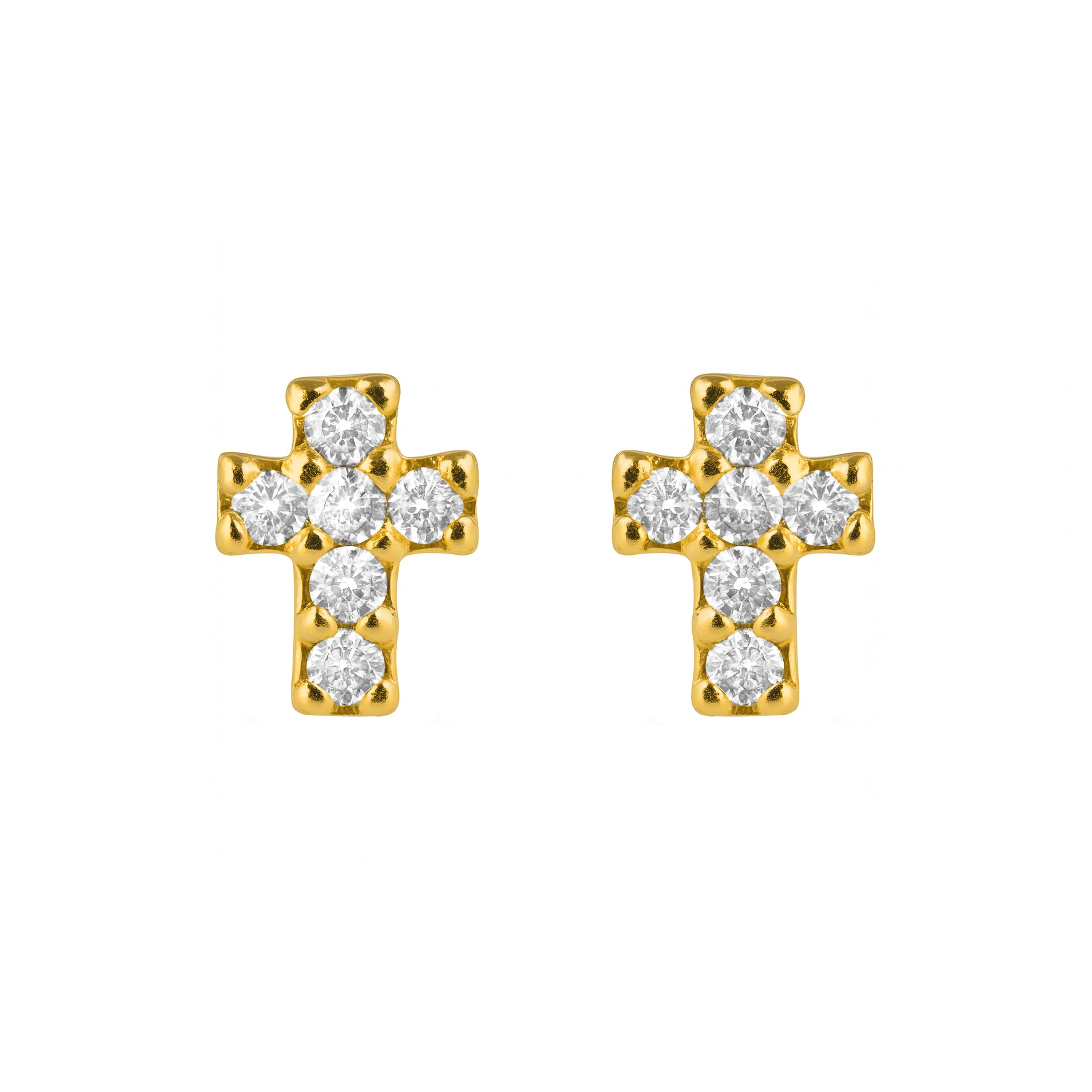 925 Sterling Silver and Brilliant Cubic Zirconia 18k Yellow Gold Finish Earrings - Yide
