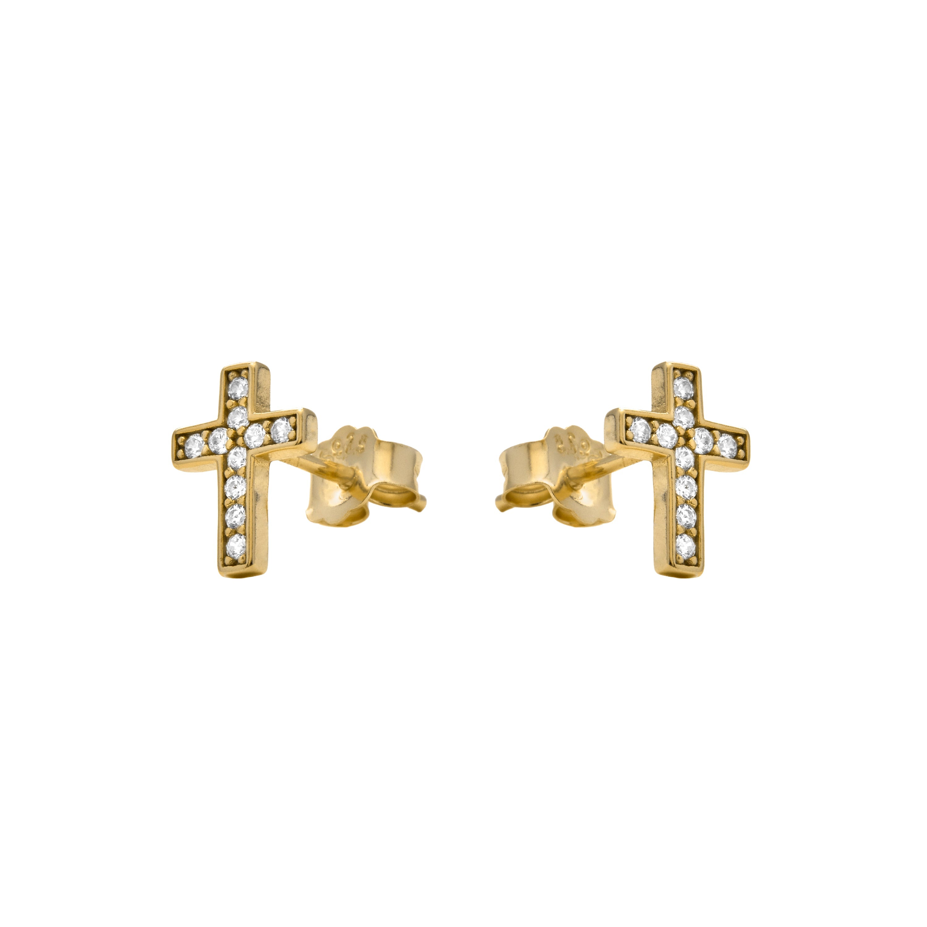 925 Sterling Silver and Brilliant Cubic Zirconia 18k Yellow Gold Finish Earrings - Yide