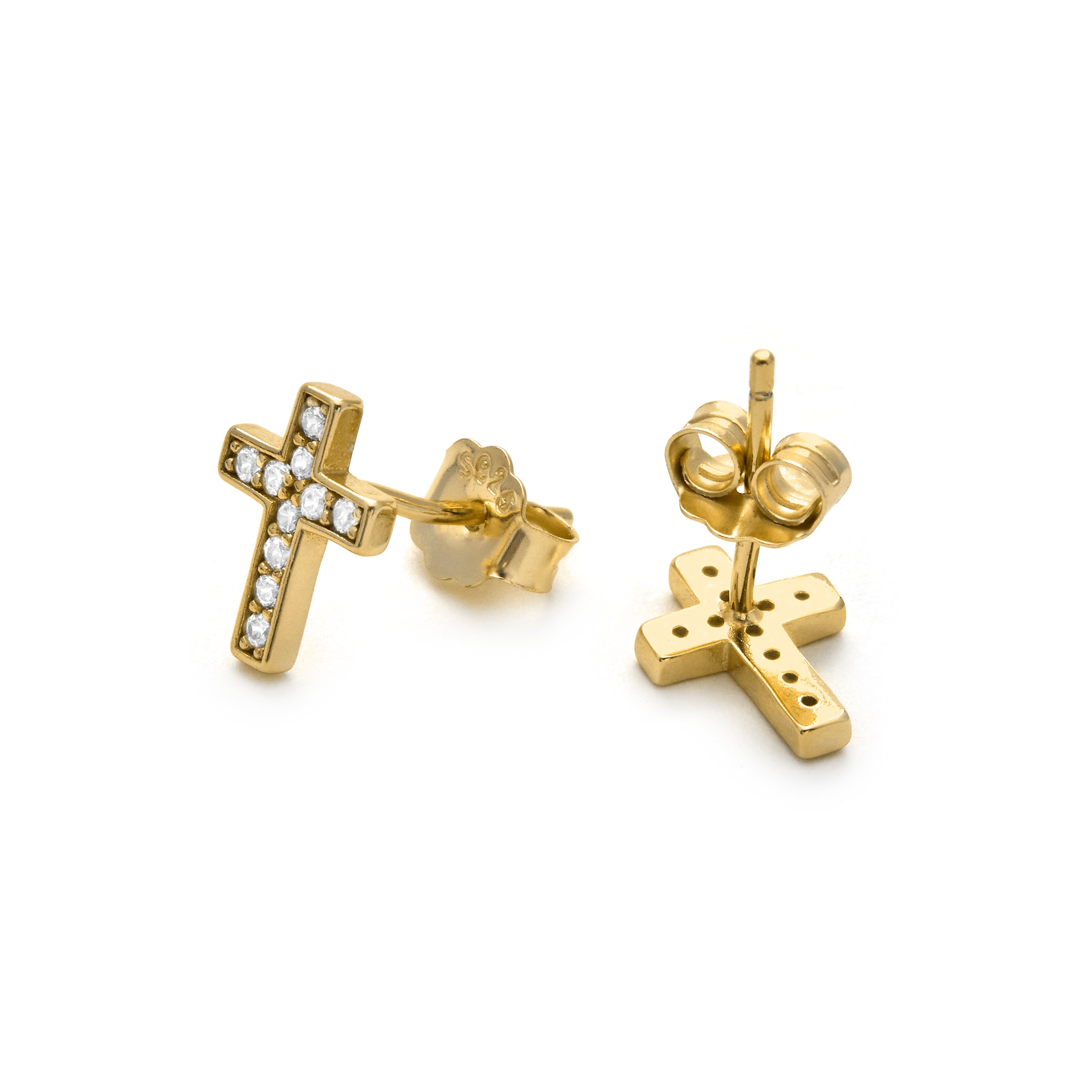 925 Sterling Silver and Brilliant Cubic Zirconia 18k Yellow Gold Finish Earrings - Yide