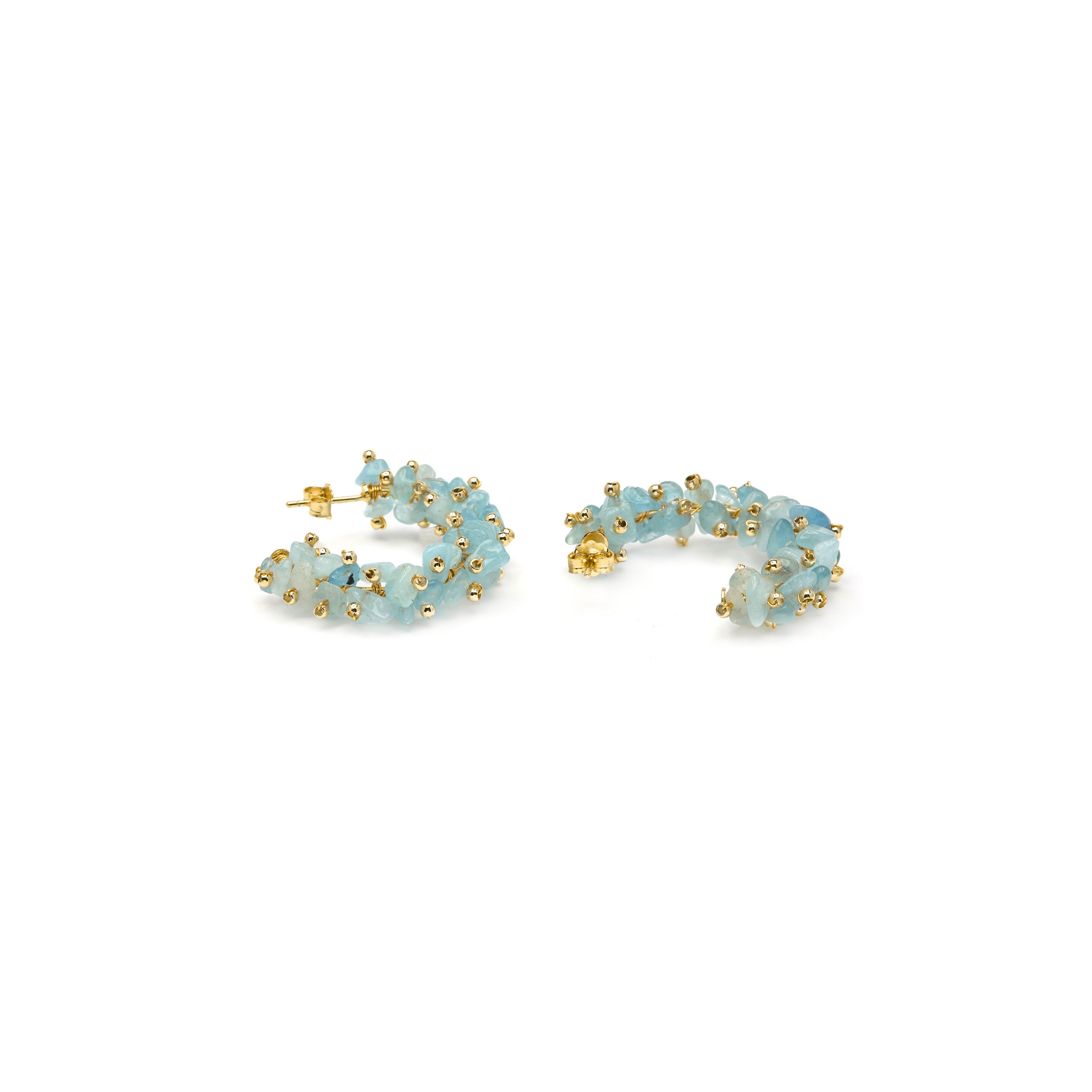 925 Sterling Silver and Blue Jade earrings with an 18k yellow gold finish - Isem
